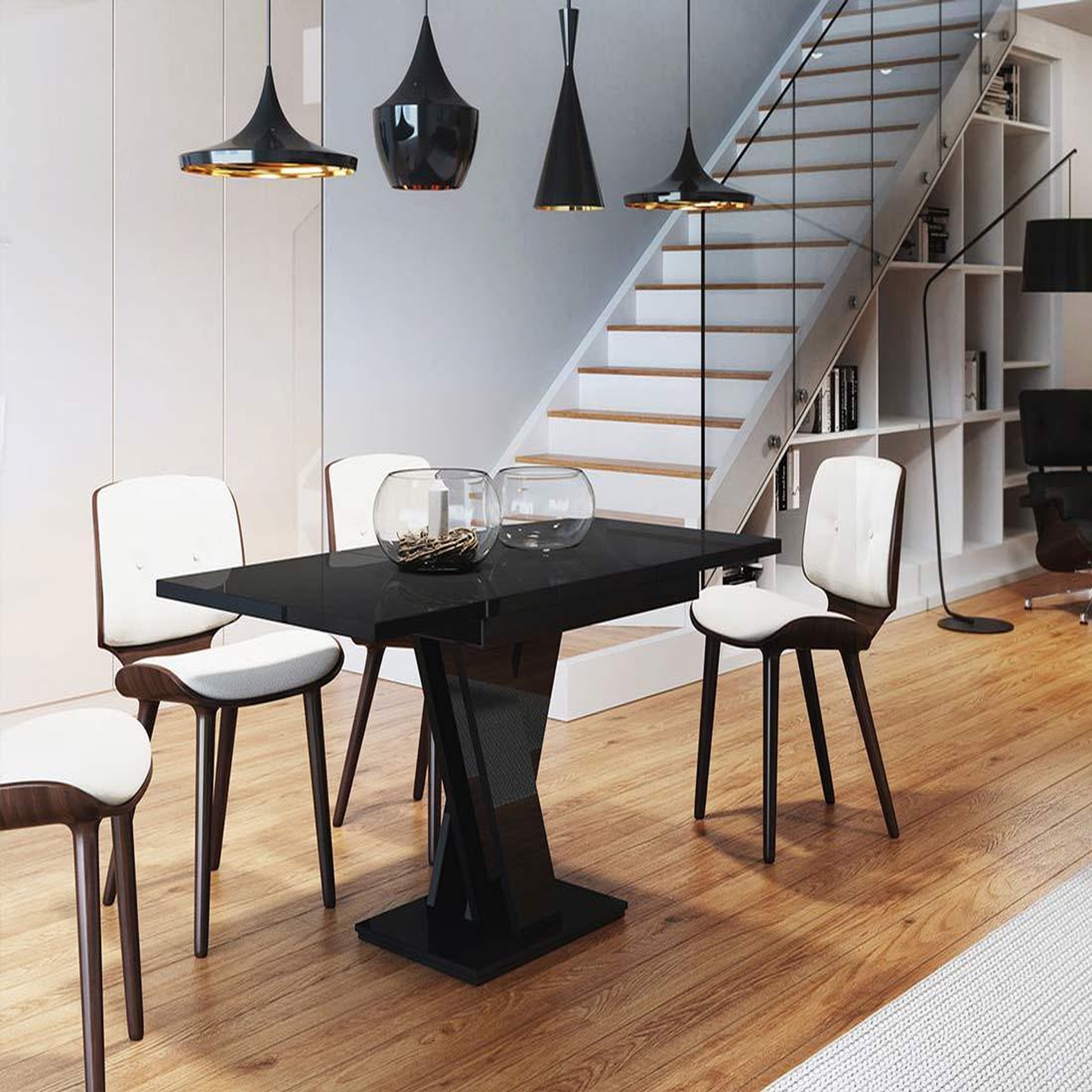 Voir la diapositive 6 : BEST MOBILIER Xandriel - table à manger extensible - noir - 4 à 6 personnes