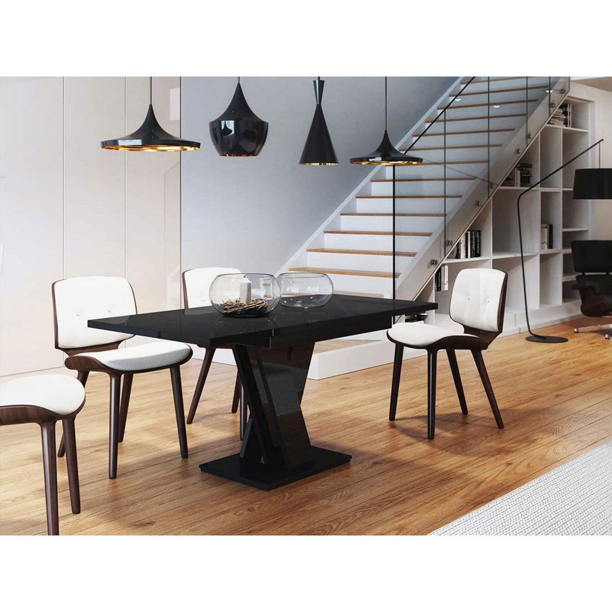 BEST MOBILIER Xandriel - table à manger extensible - noir - 4 à 6 personnes