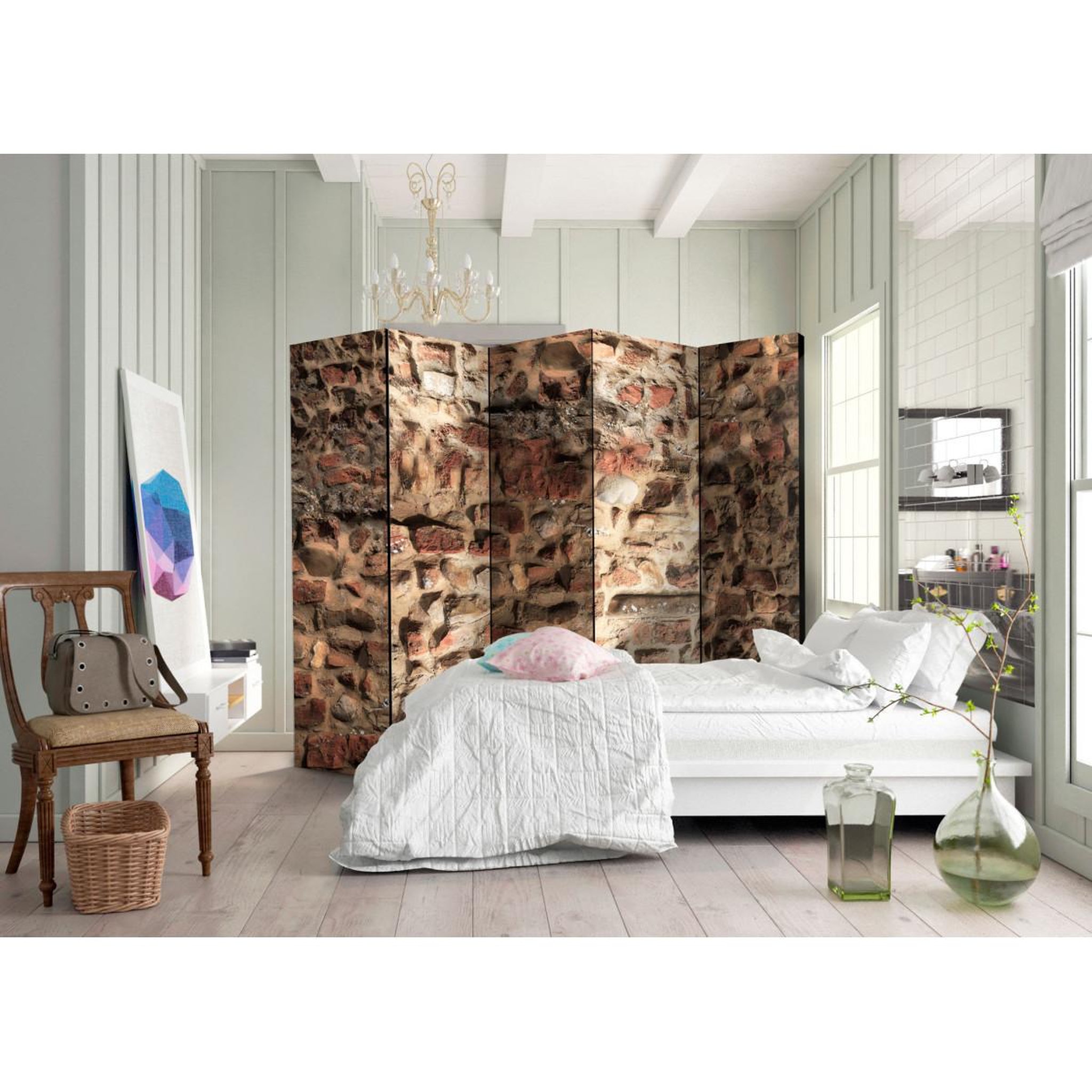 Voir la diapositive 2 : Paris Prix Paravent 5 volets  ancient wall  172x225cm