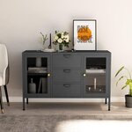 VIDAXL Buffet Anthracite 105x35x70 cm Acier et verre trempe