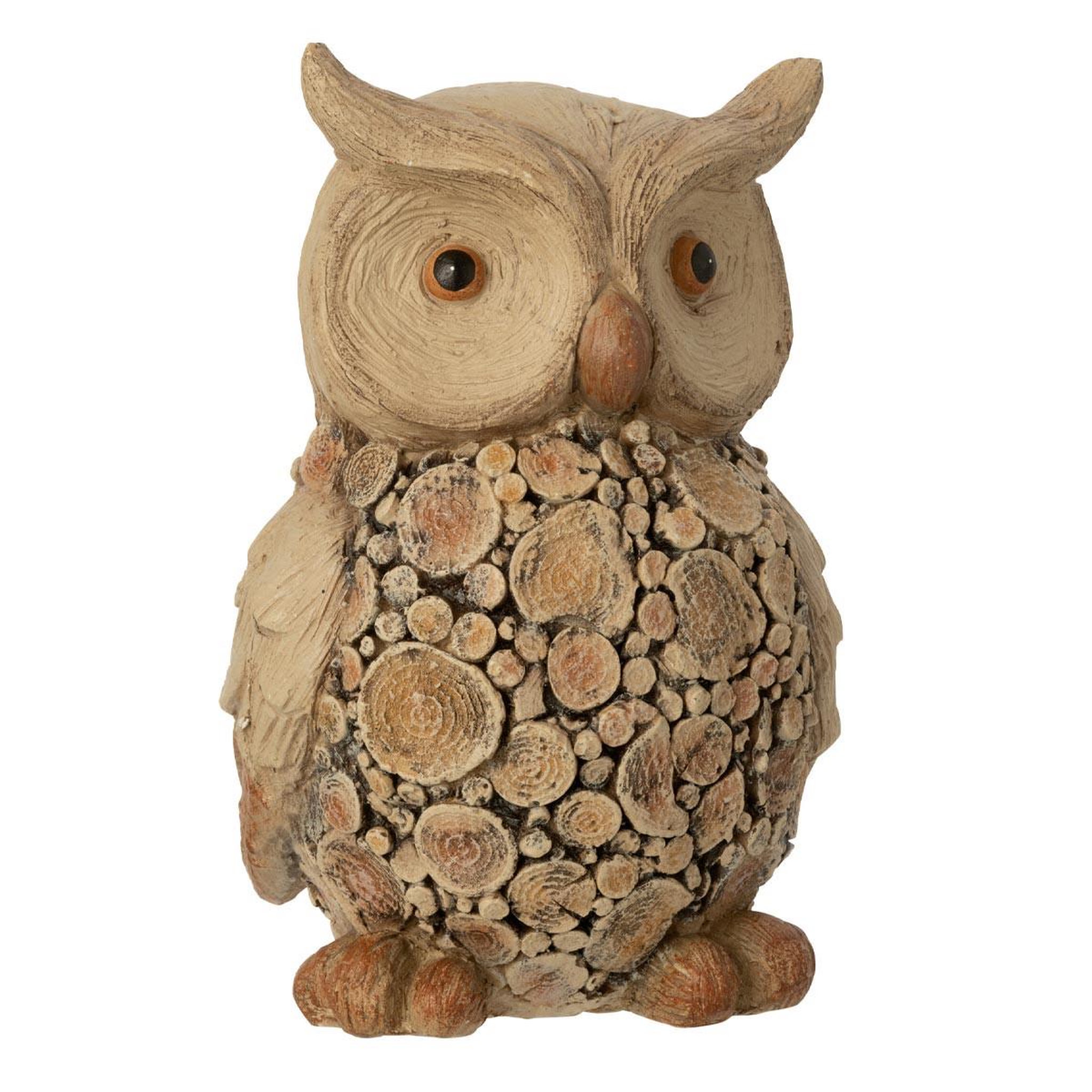 J-LINE Statuette hibou  imitation bois  29cm naturel