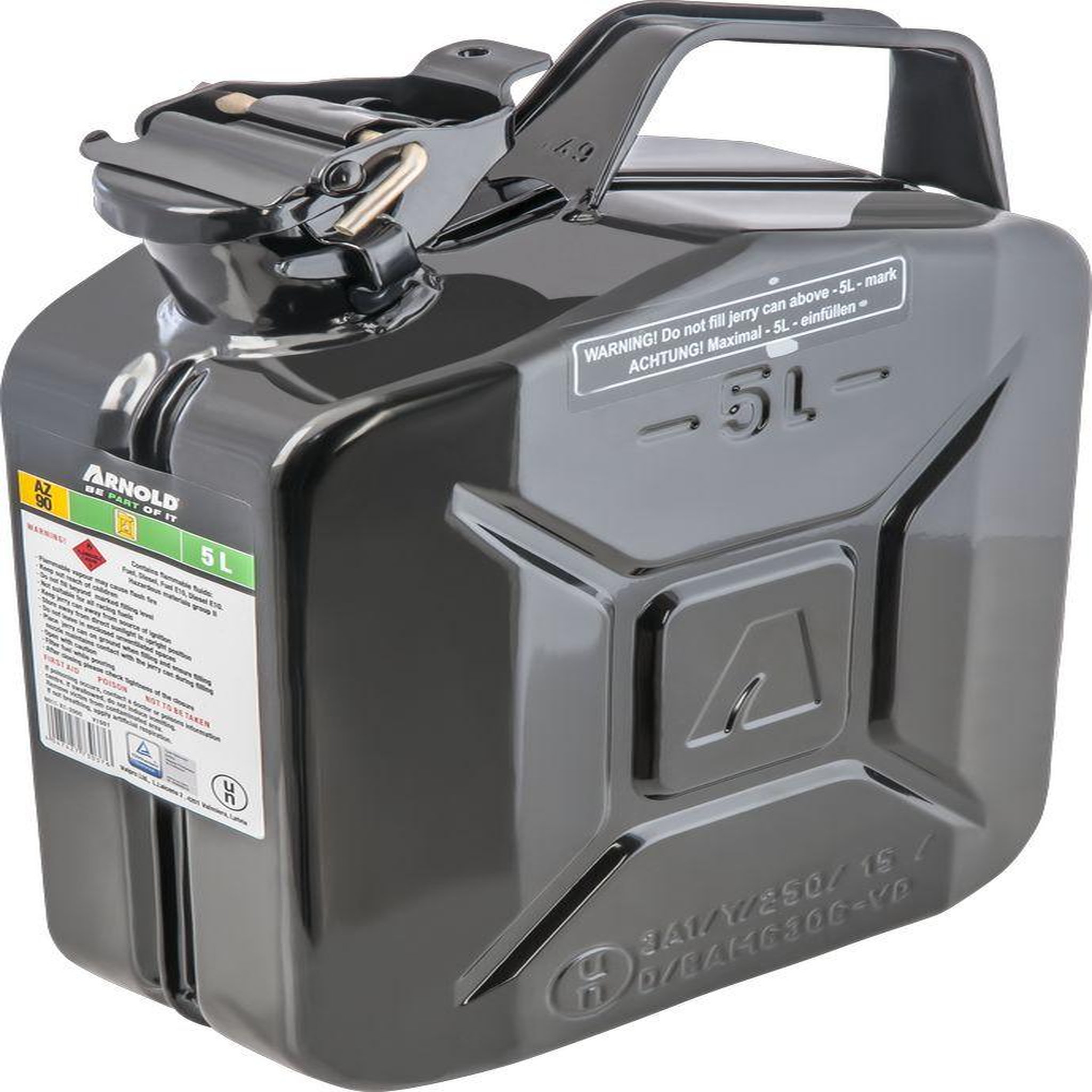 ARNOLD Bidon à carburant métallique, 5 l, noir
