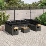 VIDAXL Salon de jardin 10 pcs avec coussins noir resine tressee