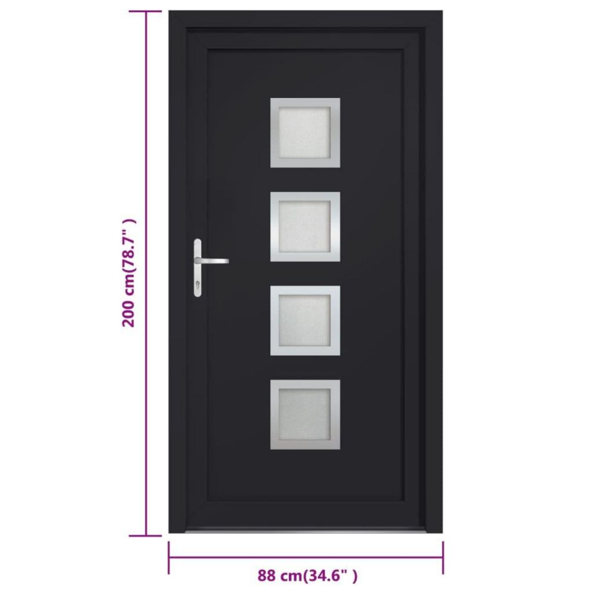 VIDAXL Porte d'entree anthracite 88x200 cm PVC