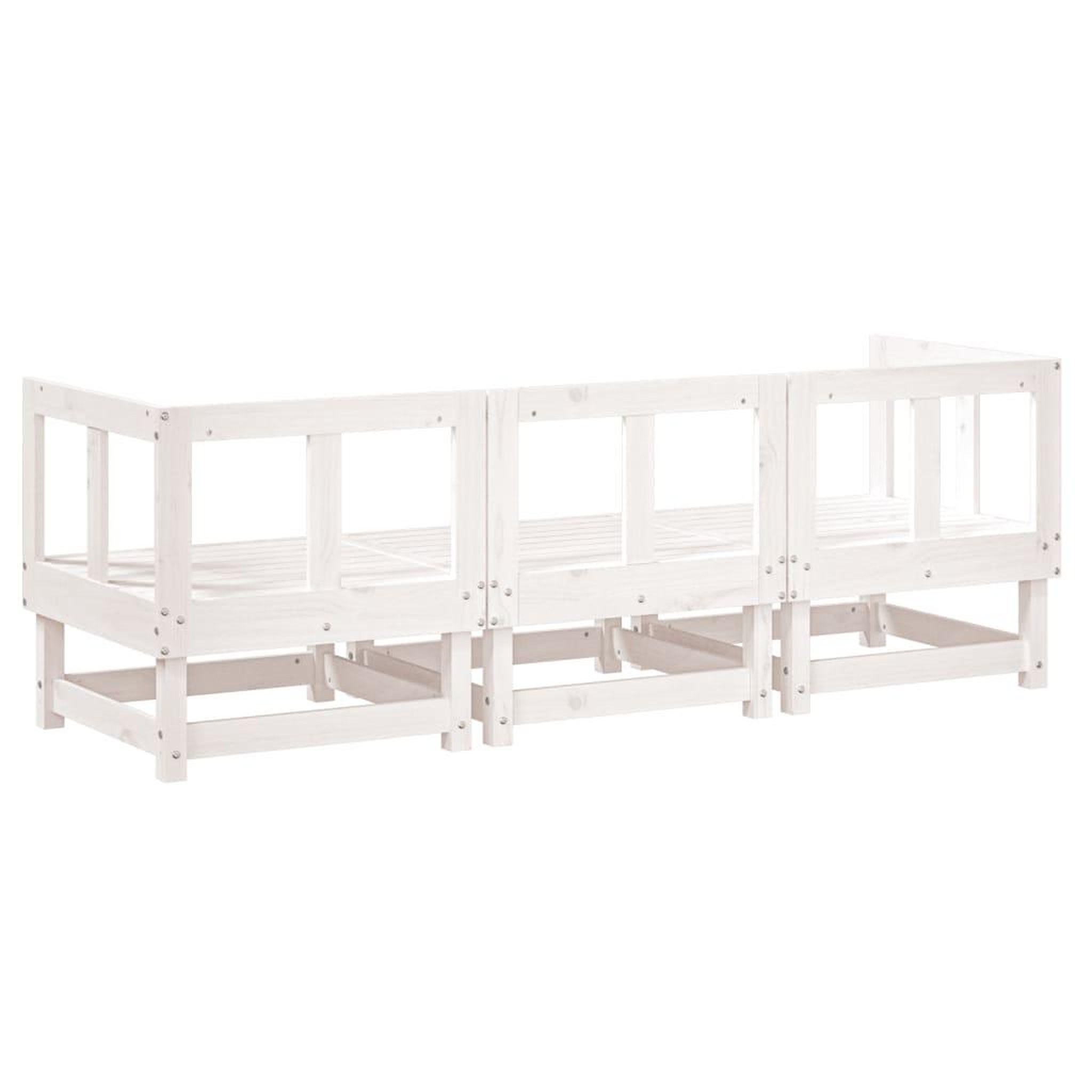 Voir la diapositive 3 : VIDAXL Salon de jardin 3 pcs blanc bois massif de pin