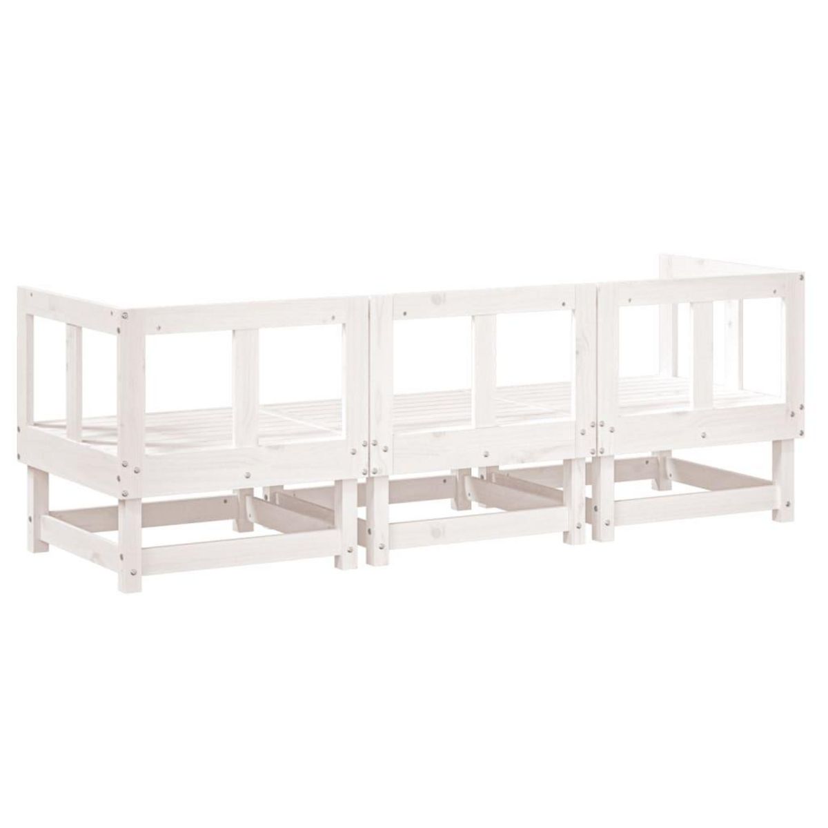 VIDAXL Salon de jardin 3 pcs blanc bois massif de pin