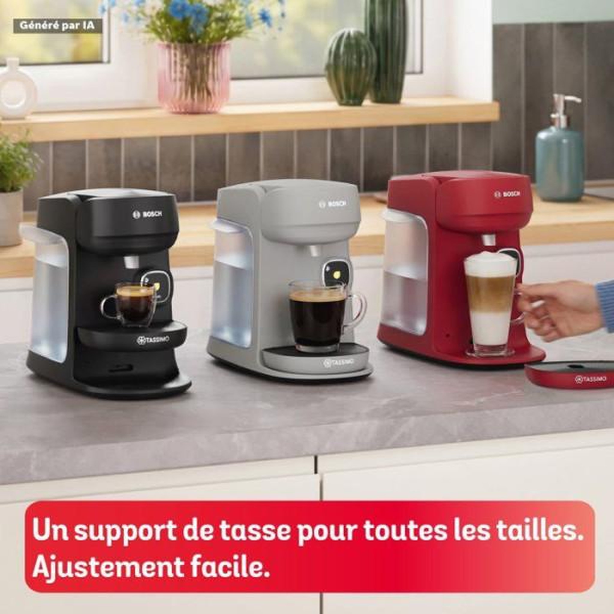Voir la diapositive 5 : BOSCH Machine a Cafe  a cafe multi-boissons - BOSCH TASSIMO - T17 Harmony TAS172B noir - 0,85l - 1400W - fonction IntensityBoost