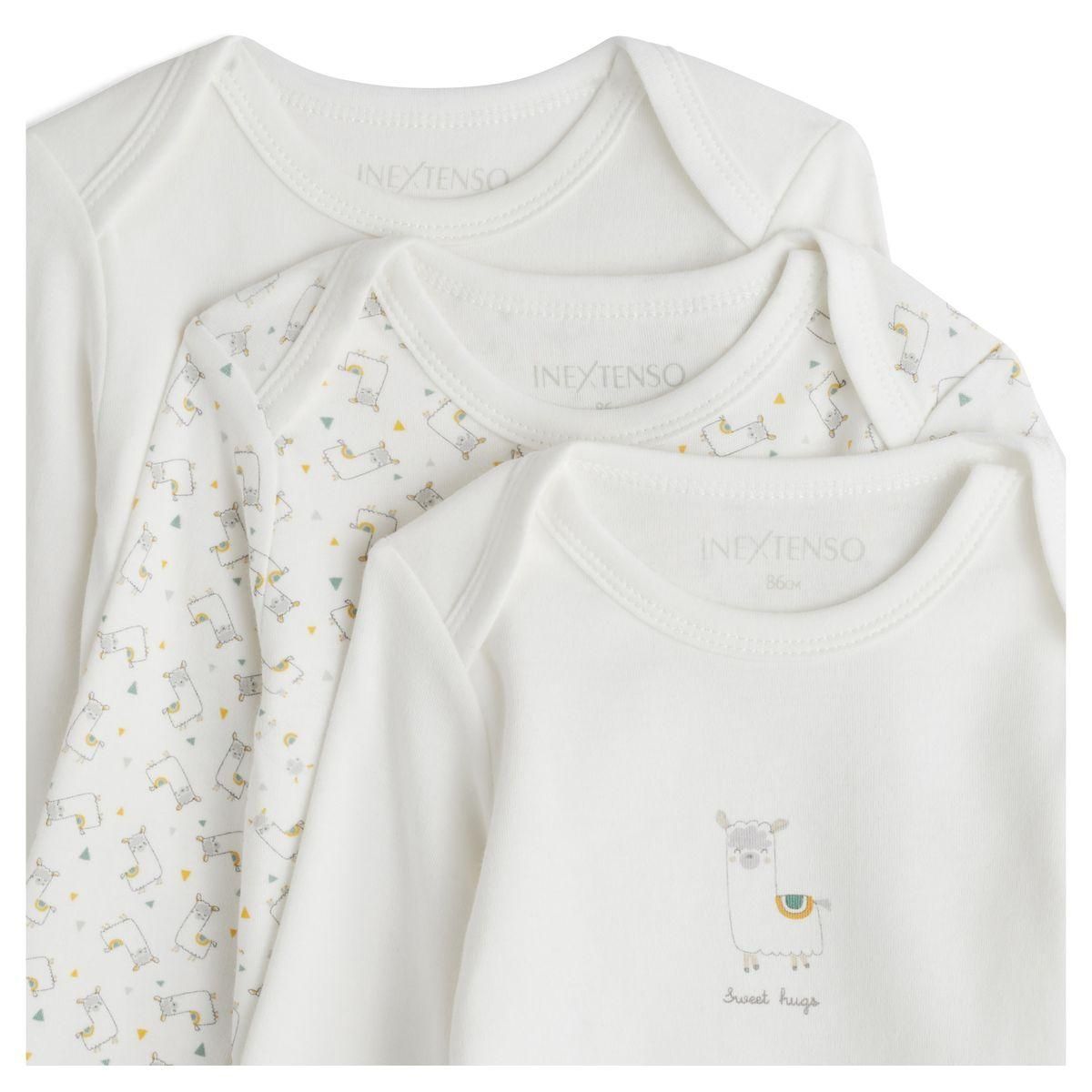 IN EXTENSO Lot de 3 bodies manches longues lama bébé 