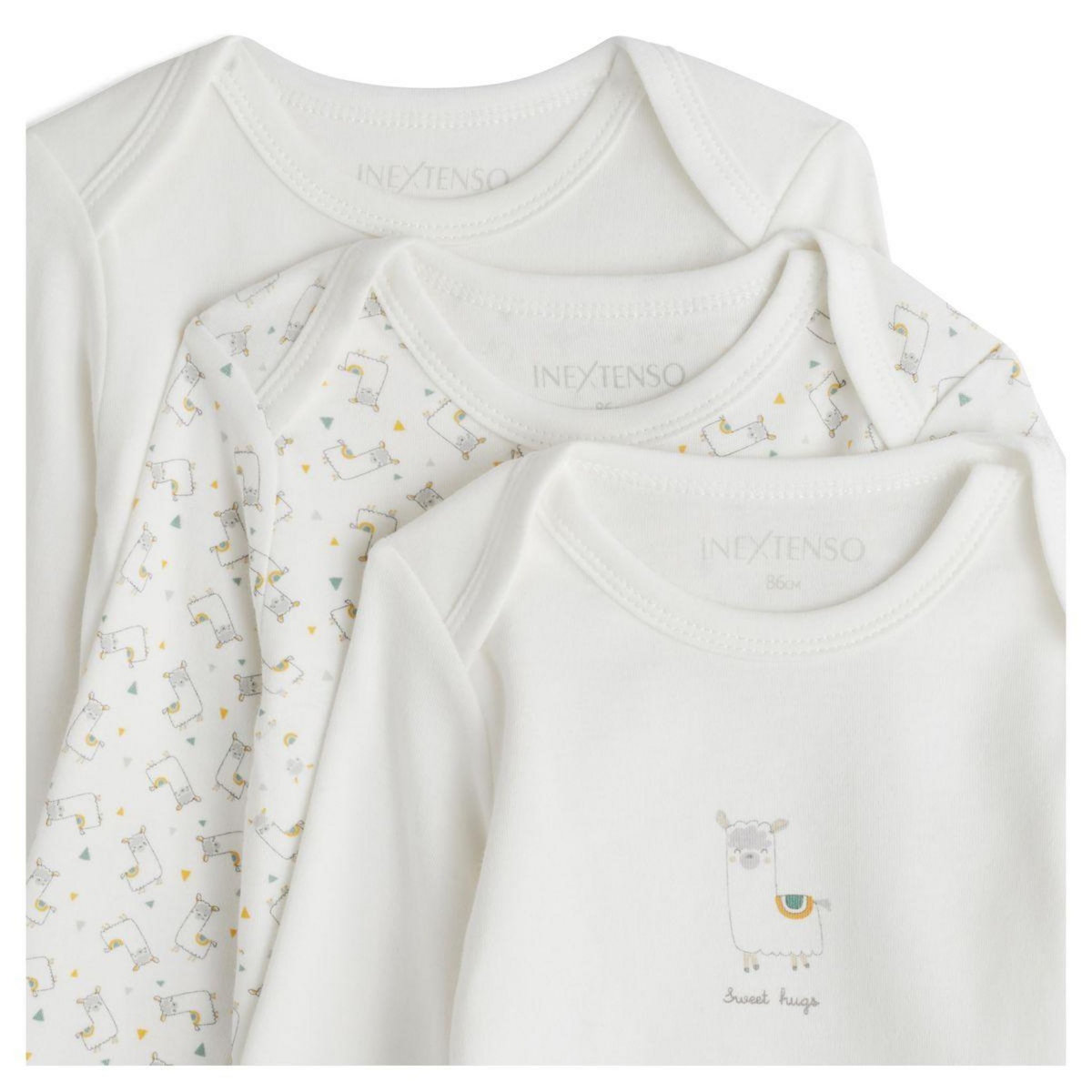 IN EXTENSO Lot de 3 bodies manches longues lama bébé 