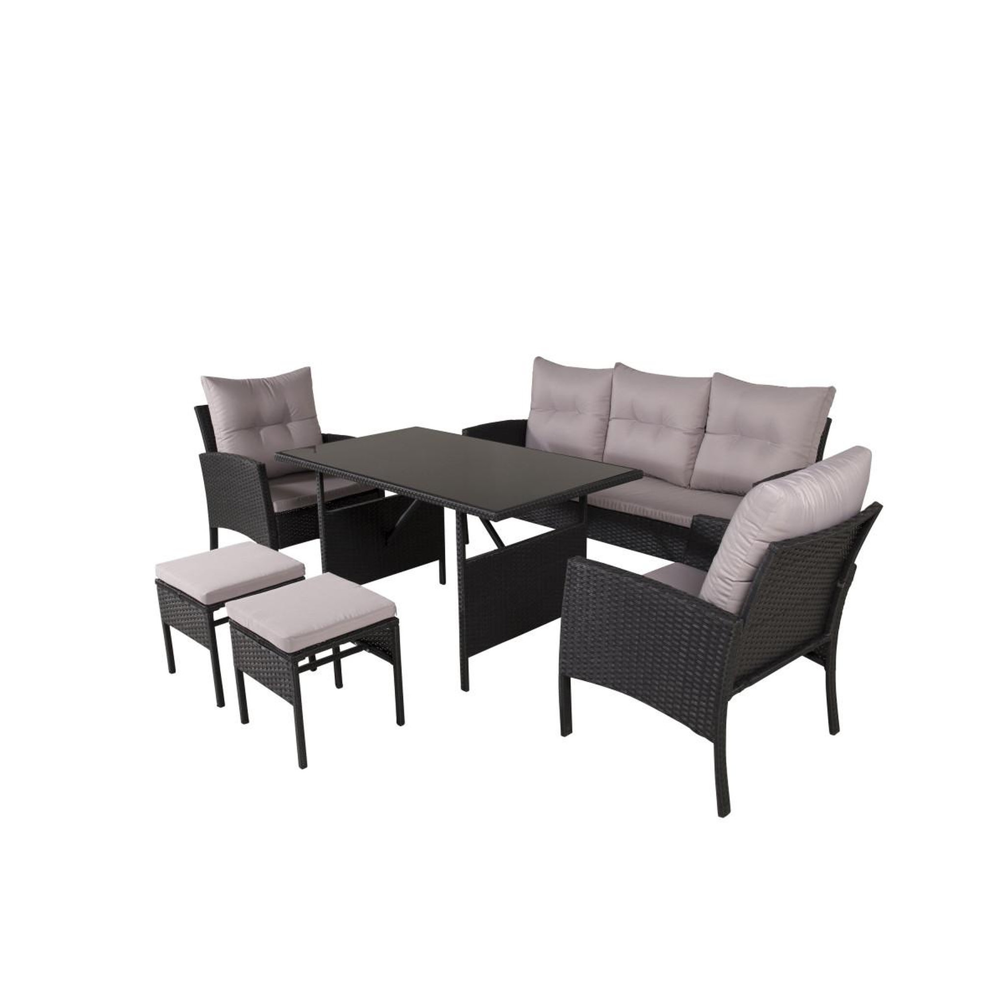 Voir la diapositive 2 : Paris Prix Salon de jardin  knock  158cm noir & gris