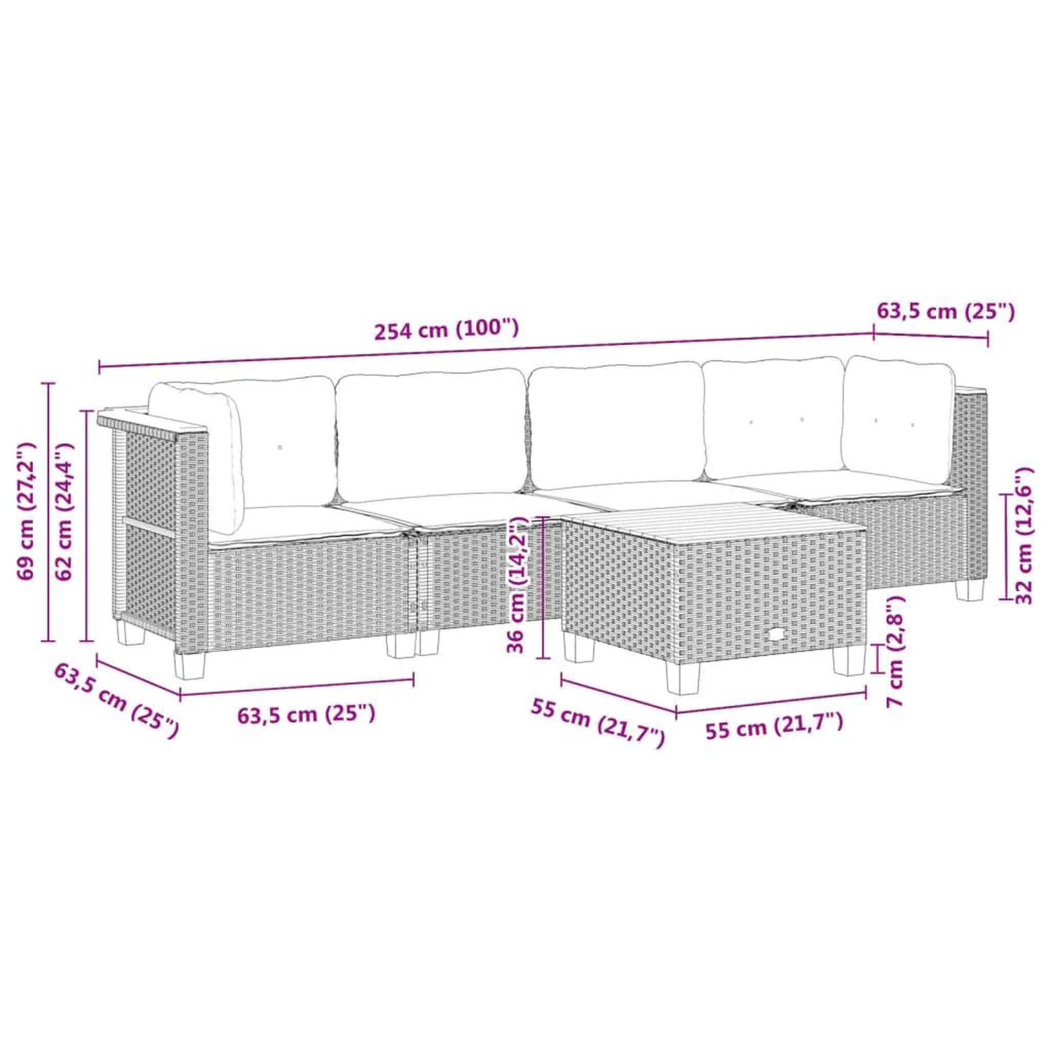 Voir la diapositive 6 : VIDAXL Salon de jardin 5 pcs avec coussins noir resine tressee