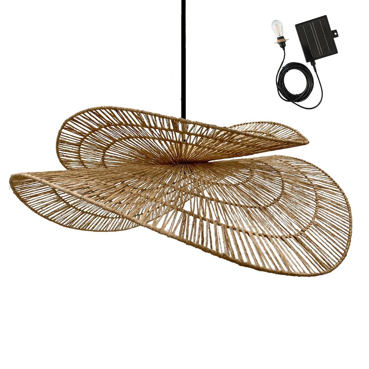 Lumisky Suspension d'extérieur nomade solaire SOLARA Beige Jute D80cm