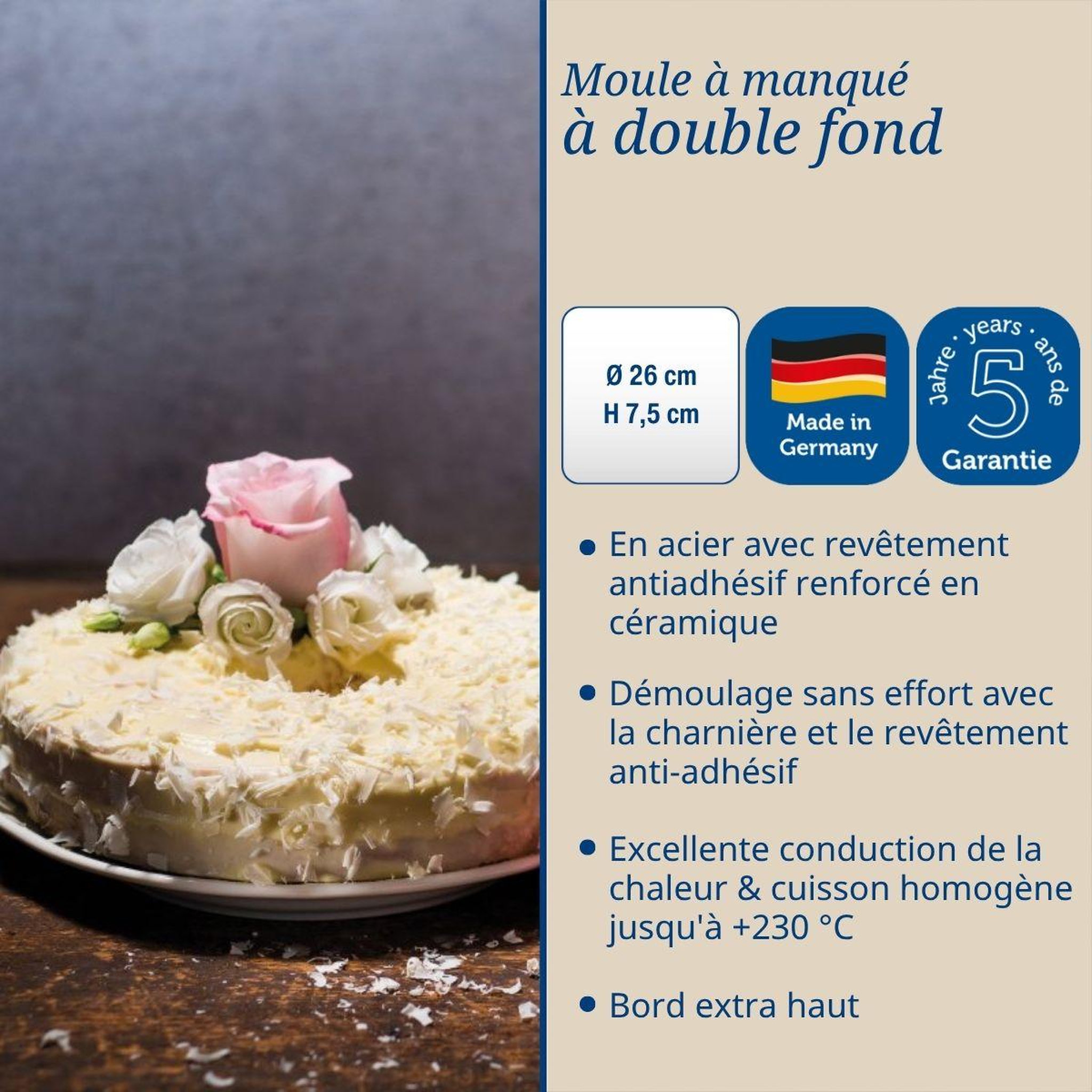Voir la diapositive 3 : DR.OETKER Moule à manqué et à savarin double fond 26 cm dr oetker back trend