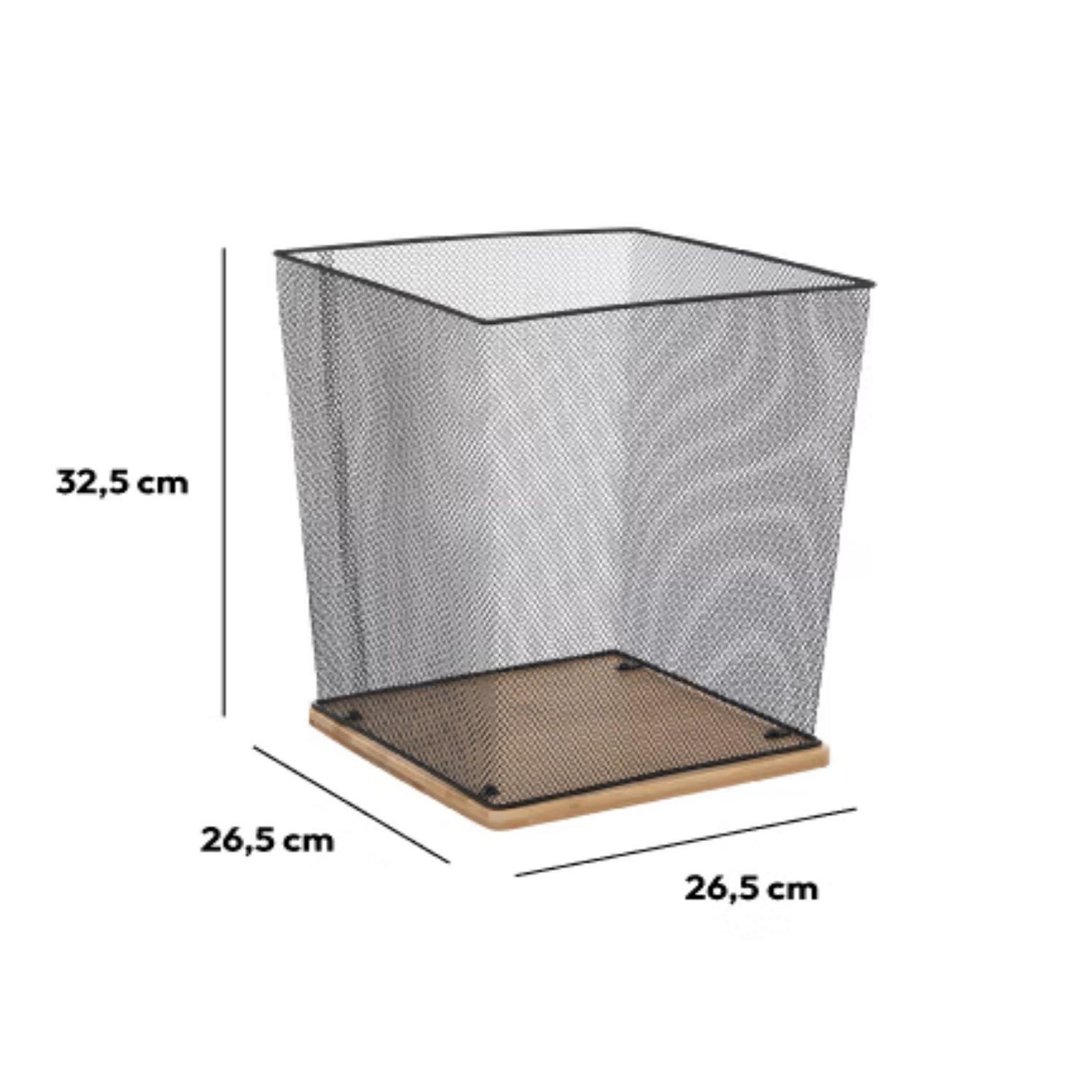 Voir la diapositive 2 : FIVE Corbeille de bureau en métal et bambou havi - noir