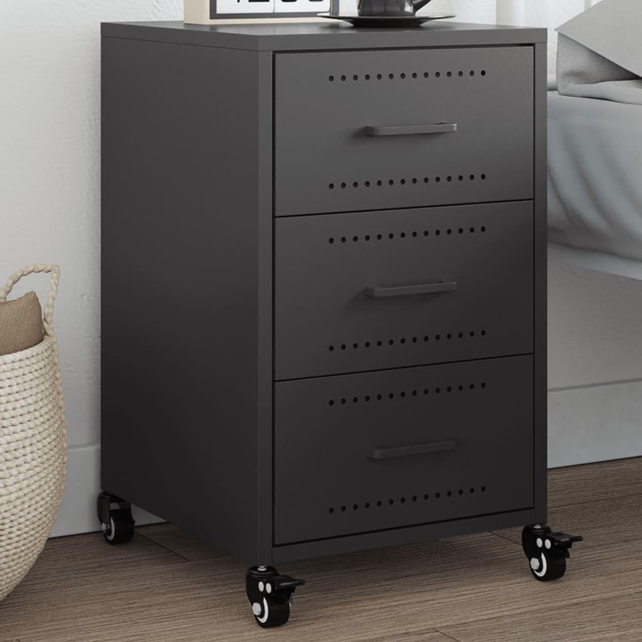 VIDAXL Table de chevet noir 36x39x59 cm acier