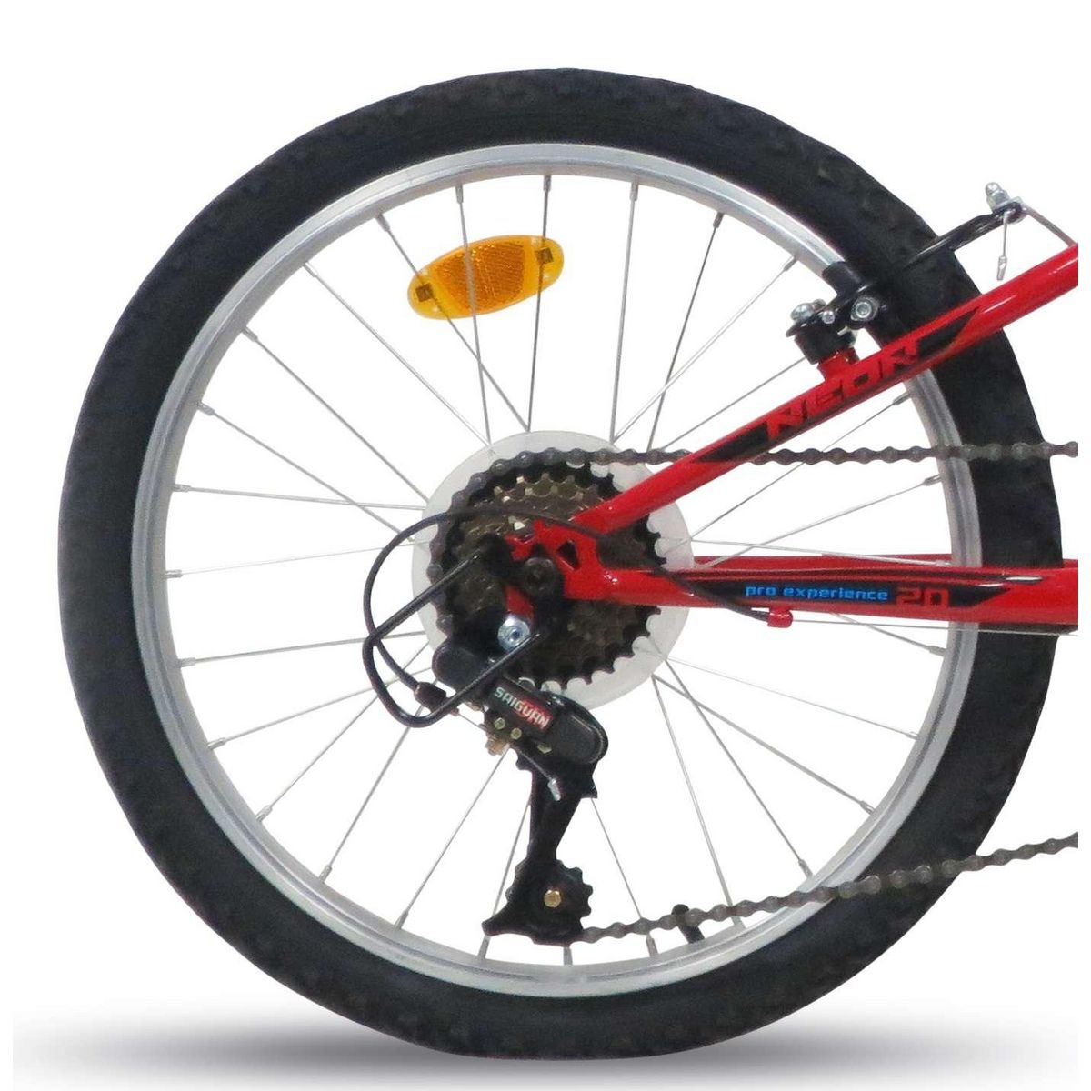 Vélo enfant (120/140 cm) - VTT 20  avec cadre et fourche rigide en acier, 6 vitesses via une poignée tournante, Freins V-Brake et jantes en aluminium