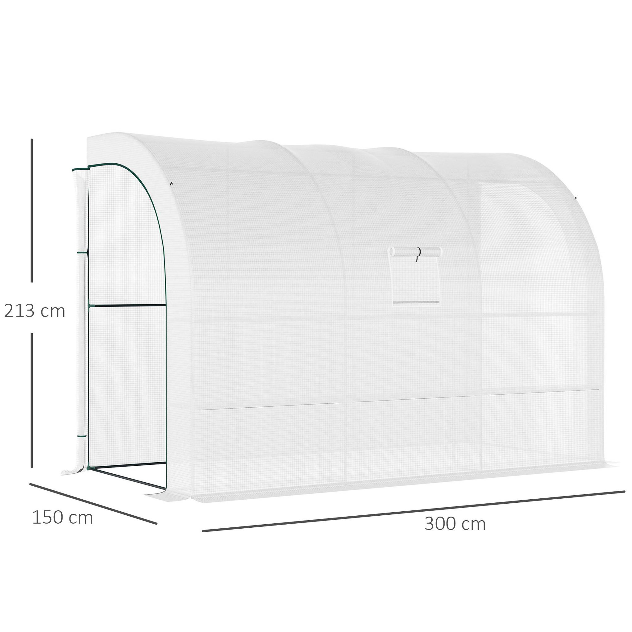 Voir la diapositive 3 : OUTSUNNY Serre de jardin adossée 2 étagères incluses porte fenêtre blanc