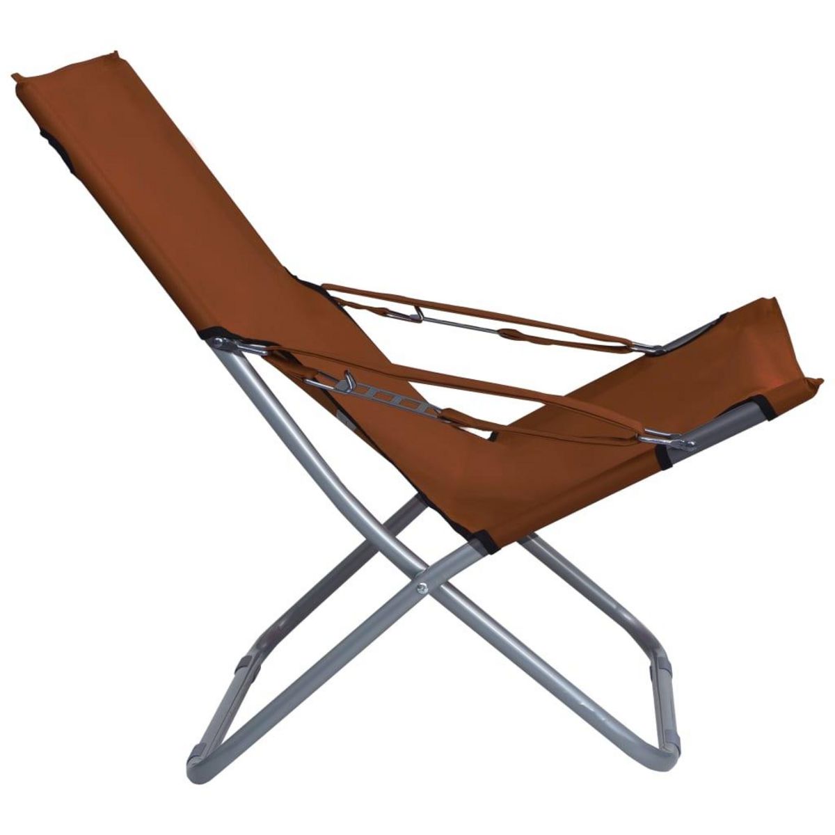 VIDAXL Chaises pliables de plage lot de 2 Tissu Marron