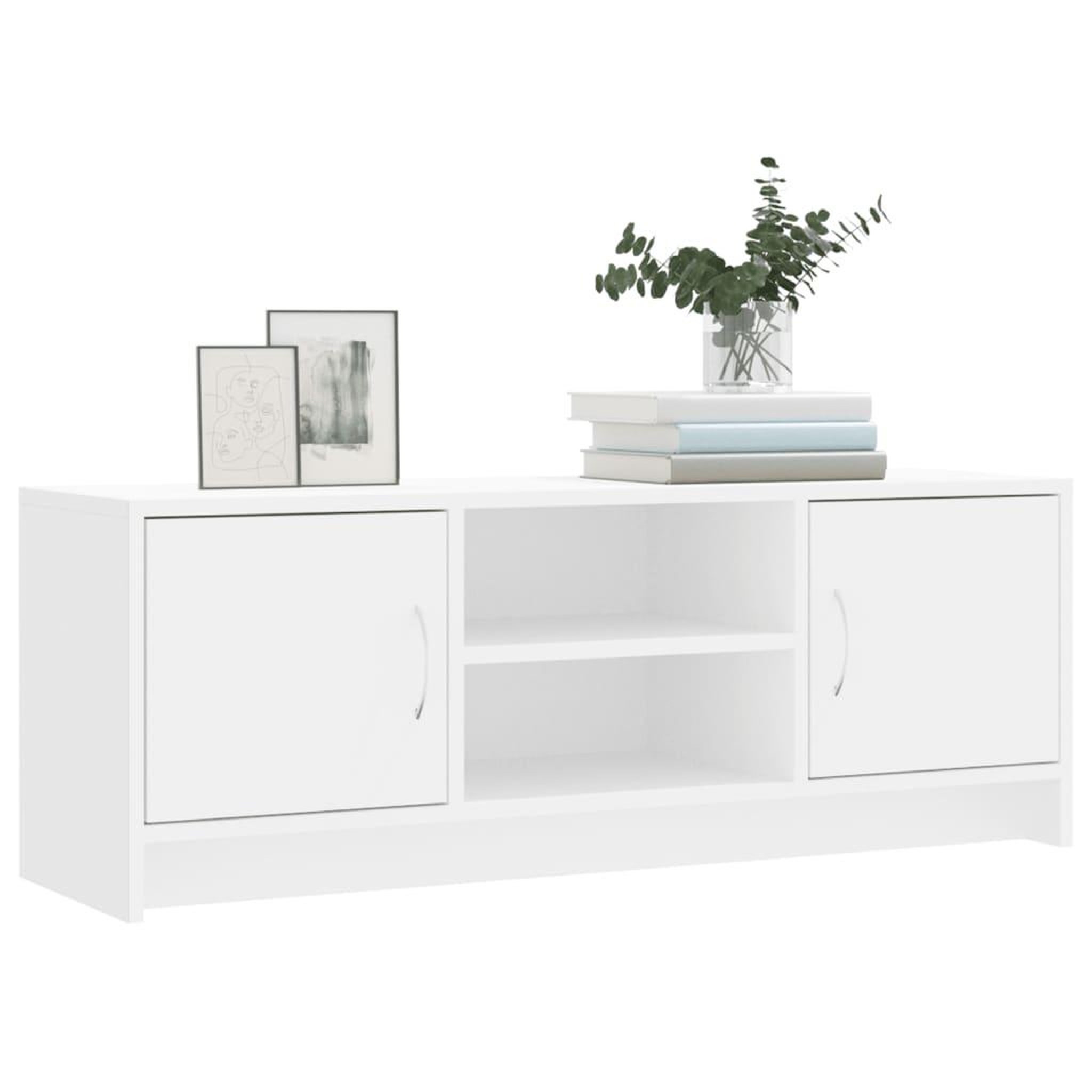 Voir la diapositive 3 : VIDAXL Meuble TV blanc 102x30x37,5 cm bois d'ingenierie