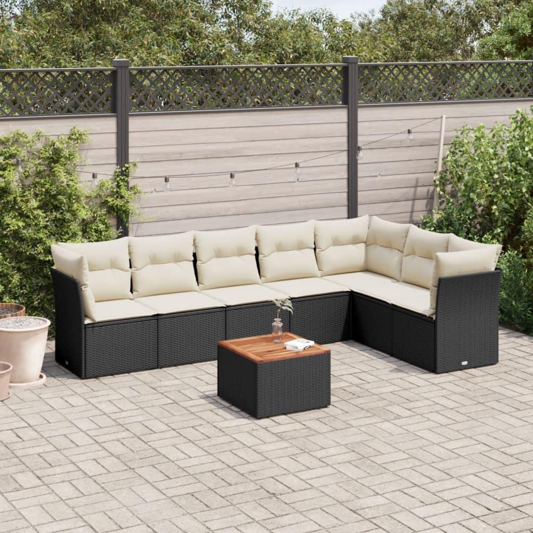 VIDAXL Salon de jardin 8 pcs avec coussins noir resine tressee