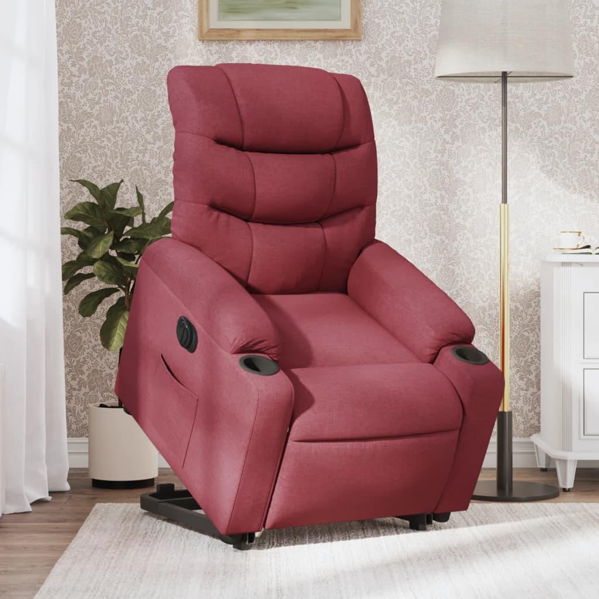 VIDAXL Fauteuil inclinable electrique rouge bordeaux tissu