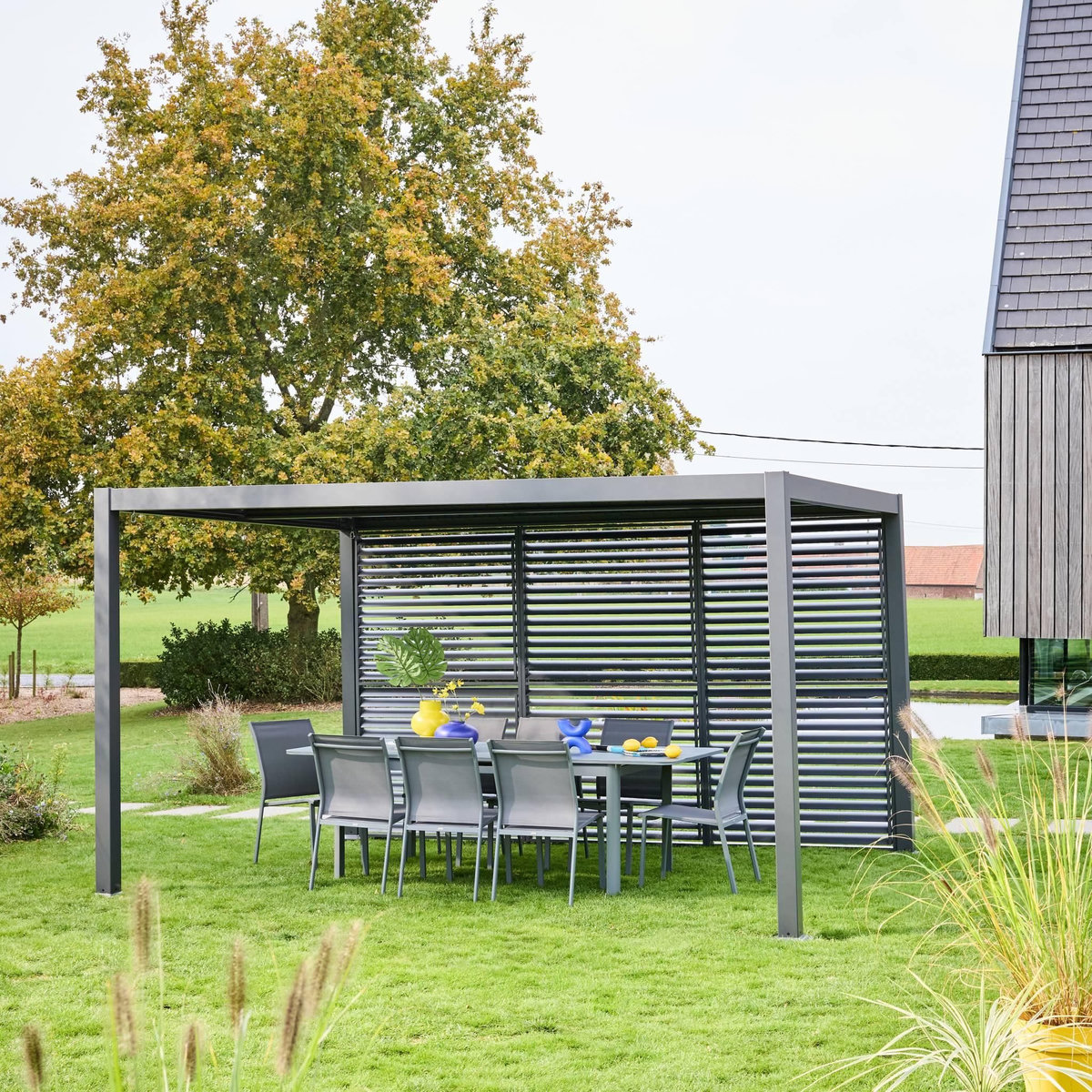 SWEEEK Persienne à lames orientables 130cm pour pergola bioclimatique aluminium 4x3m Triomphe