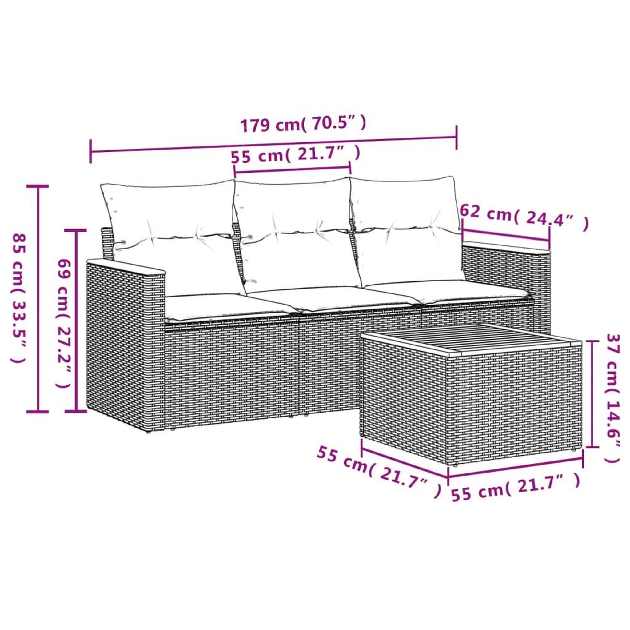 Voir la diapositive 6 : VIDAXL Salon de jardin 4 pcs avec coussins gris resine tressee