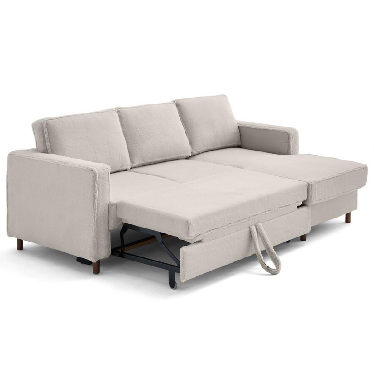 LISA DESIGN Jake - canapé d'angle droit 4 places convertible avec coffre en fausse fourrure