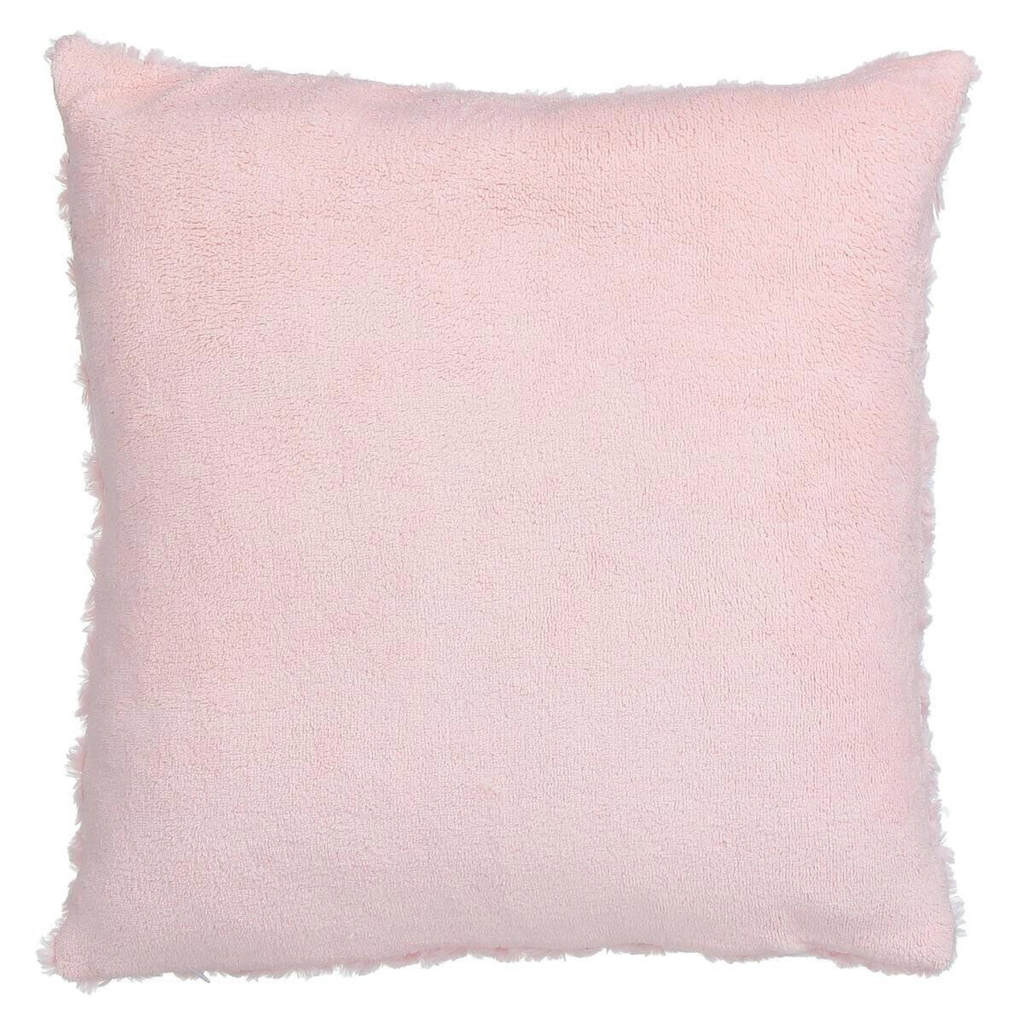 Voir la diapositive 2 : ATMOSPHERA Coussin imitation fourrure  bouclée  45x45cm rose