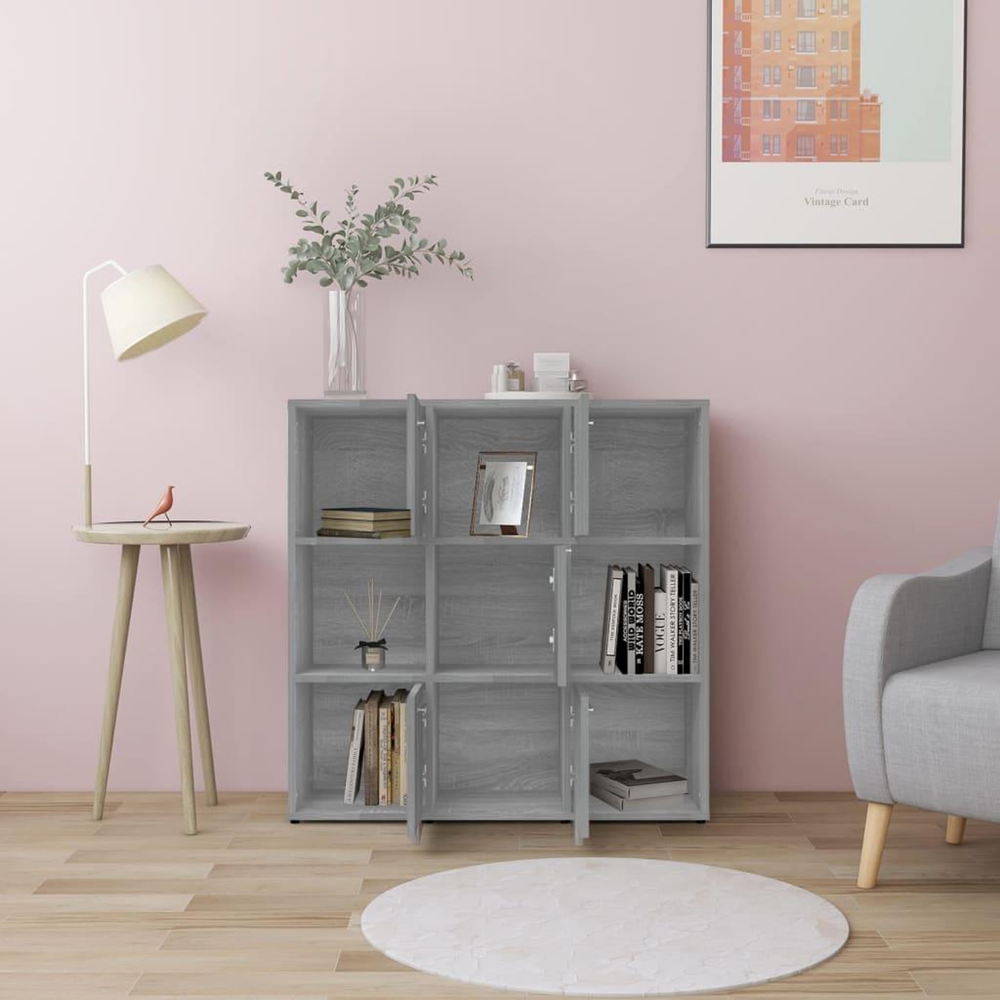 Voir la diapositive 3 : VIDAXL Bibliotheque Sonoma gris 90x30x90 cm Bois d'ingenierie