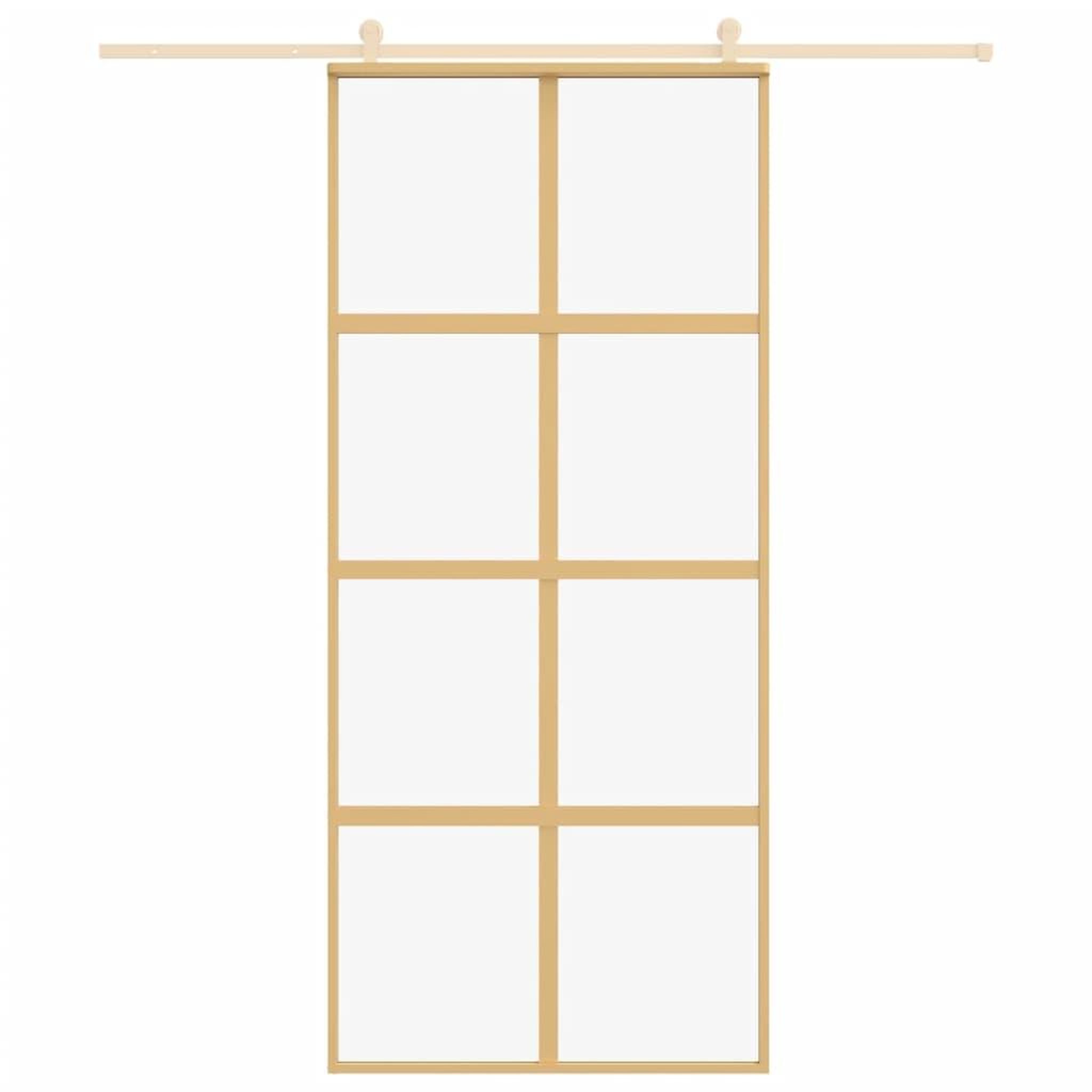 Voir la diapositive 3 : VIDAXL Porte coulissante dore 90x205 cm verre ESG clair et aluminium