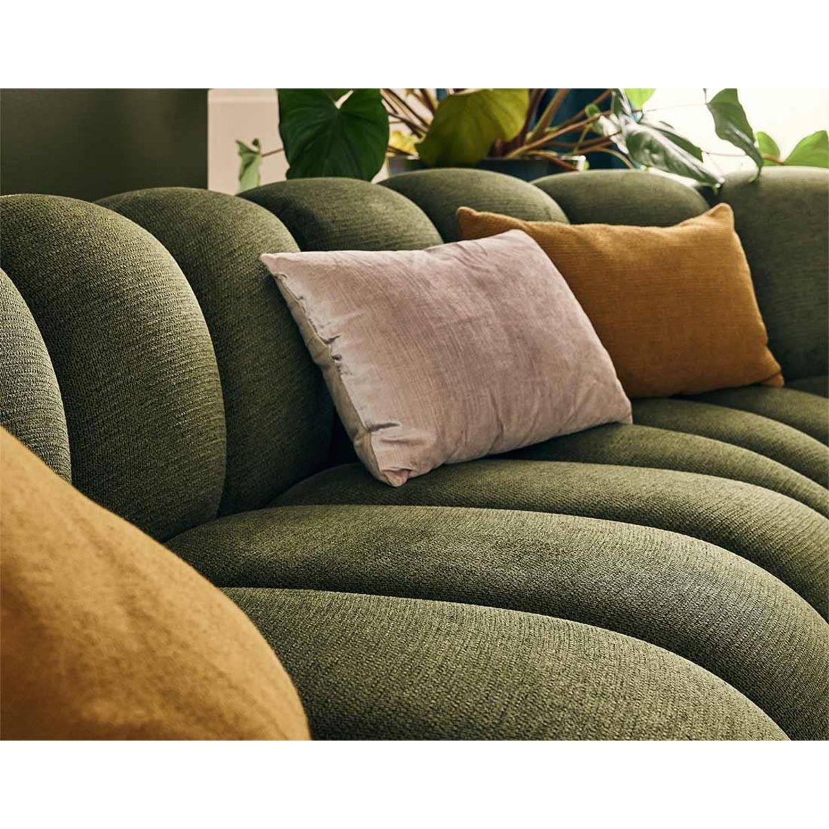 LISA DESIGN Debbie - canapé modulable d'angle droit 5 places en tissu texturé