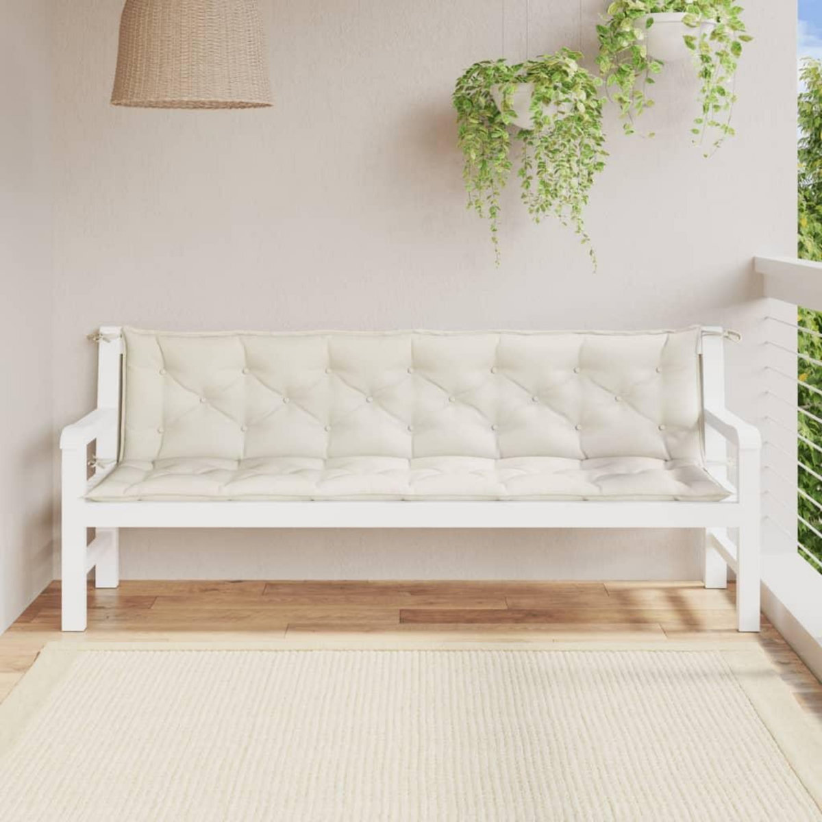 VIDAXL Coussins de banc de jardin lot de 2 creme melange tissu