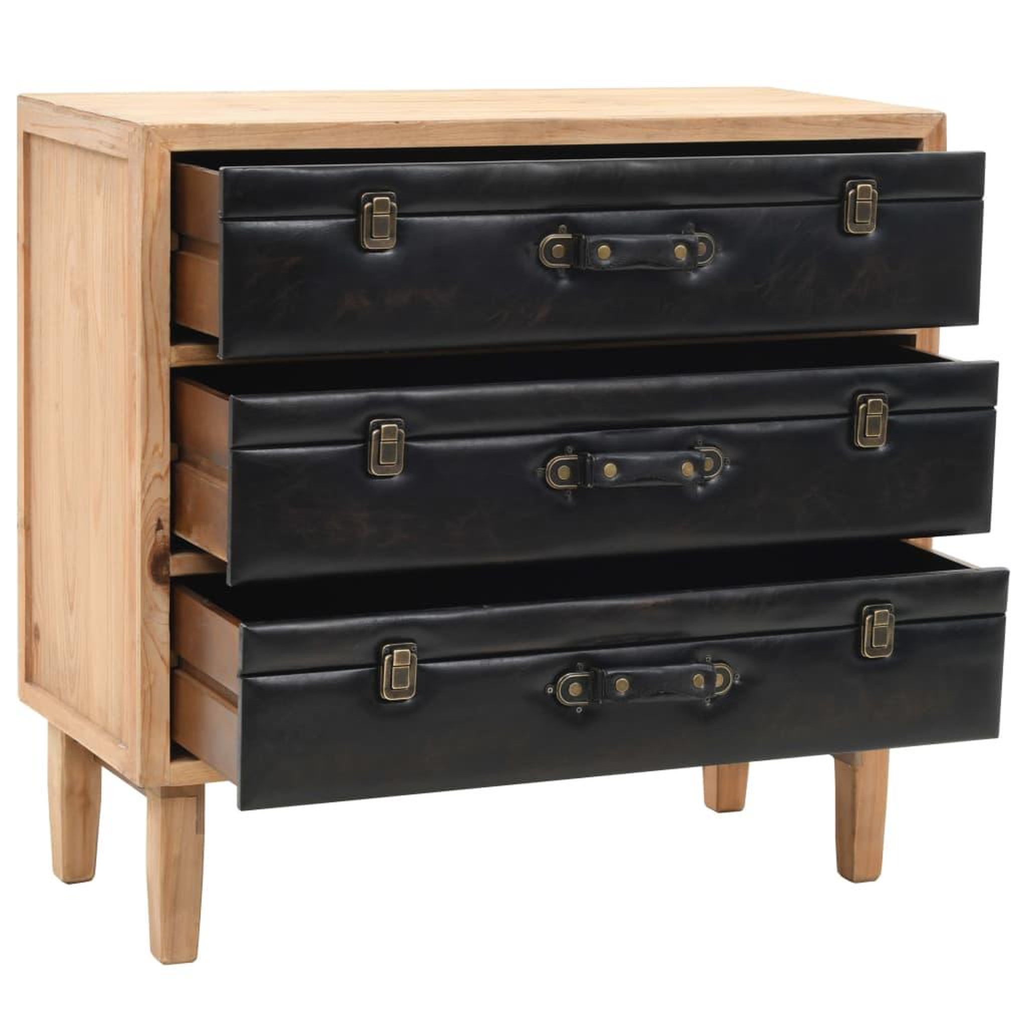Voir la diapositive 5 : VIDAXL Armoire a tiroirs bois de sapin massif 80x36x75 cm