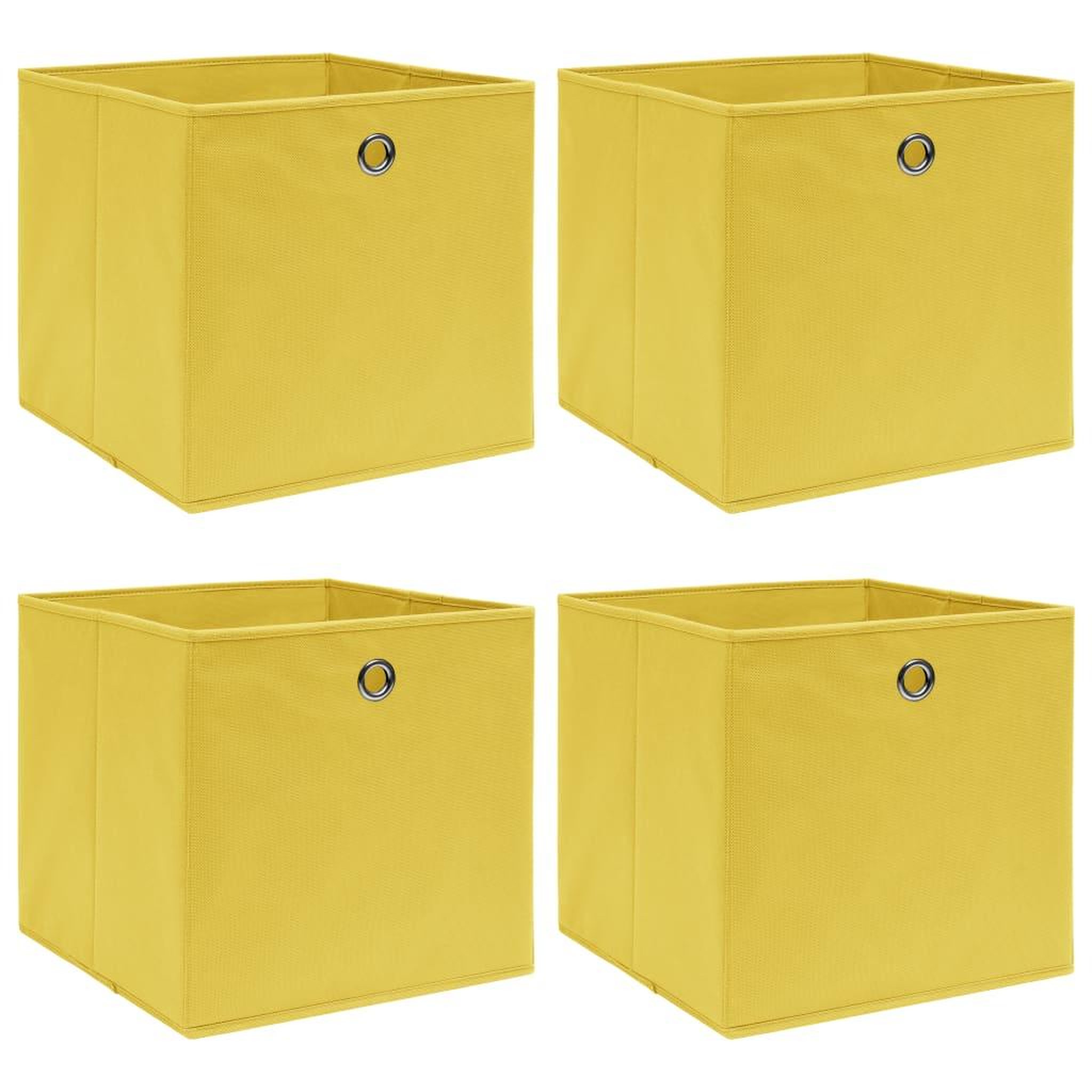 Voir la diapositive 1 : VIDAXL Boîtes de rangement 4 pcs Jaune 32x32x32 cm Tissu