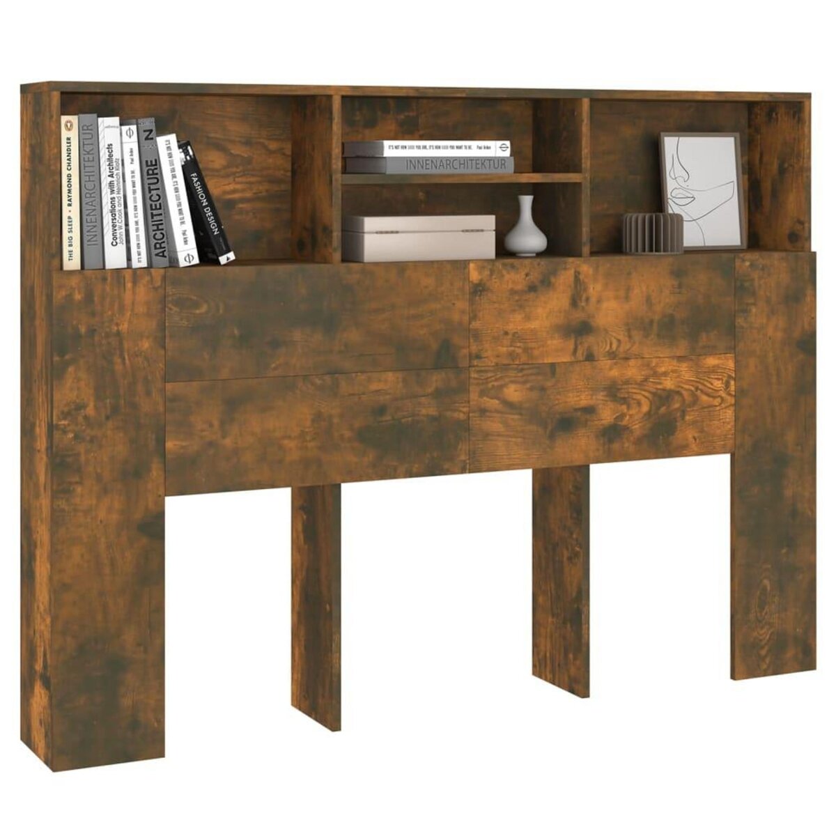 VIDAXL Armoire de tete de lit Chene fume 140x19x103,5 cm