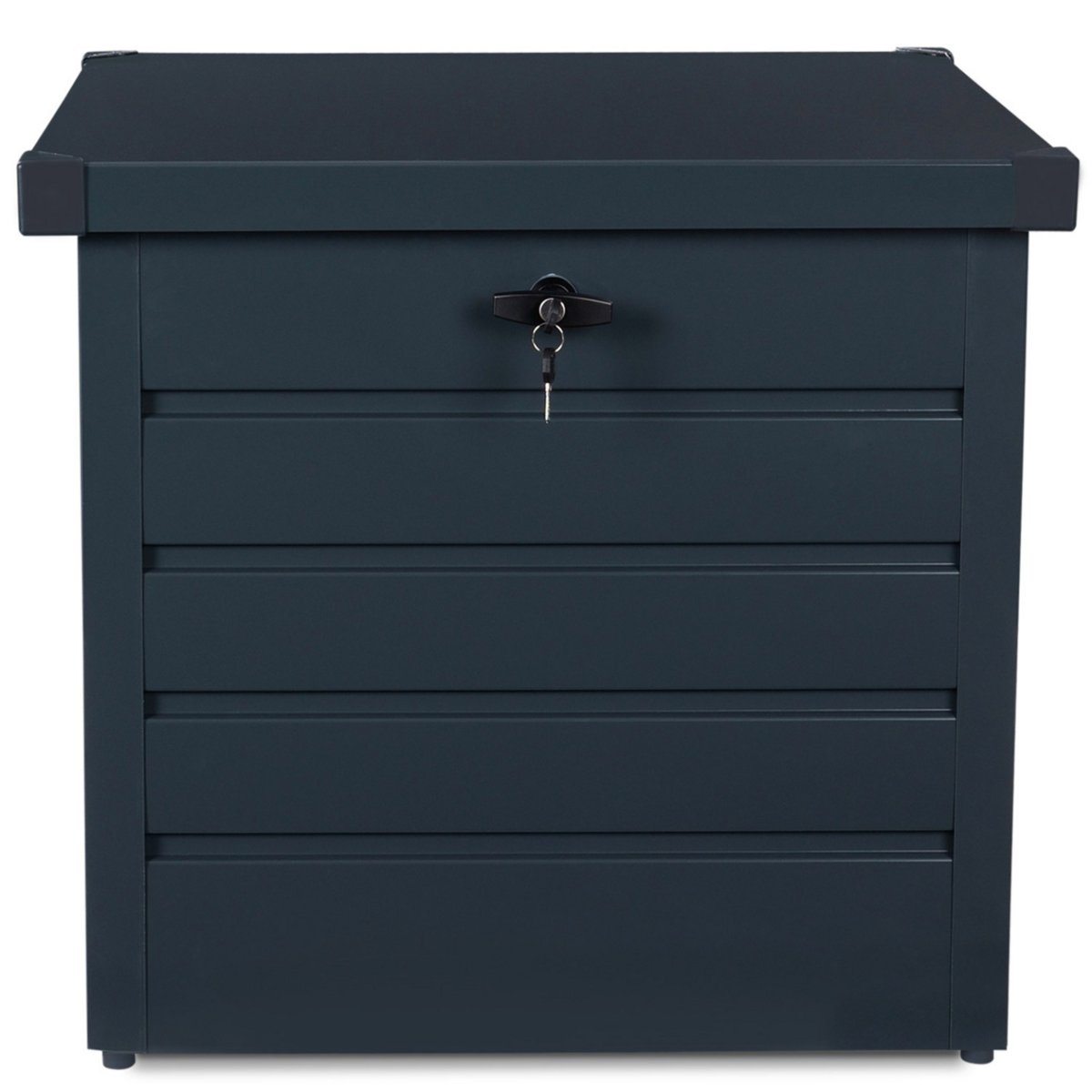 ID MARKET Coffre de rangement métal verrouillable gris anthracite pour jardin 200L 68x62,5x63 cm