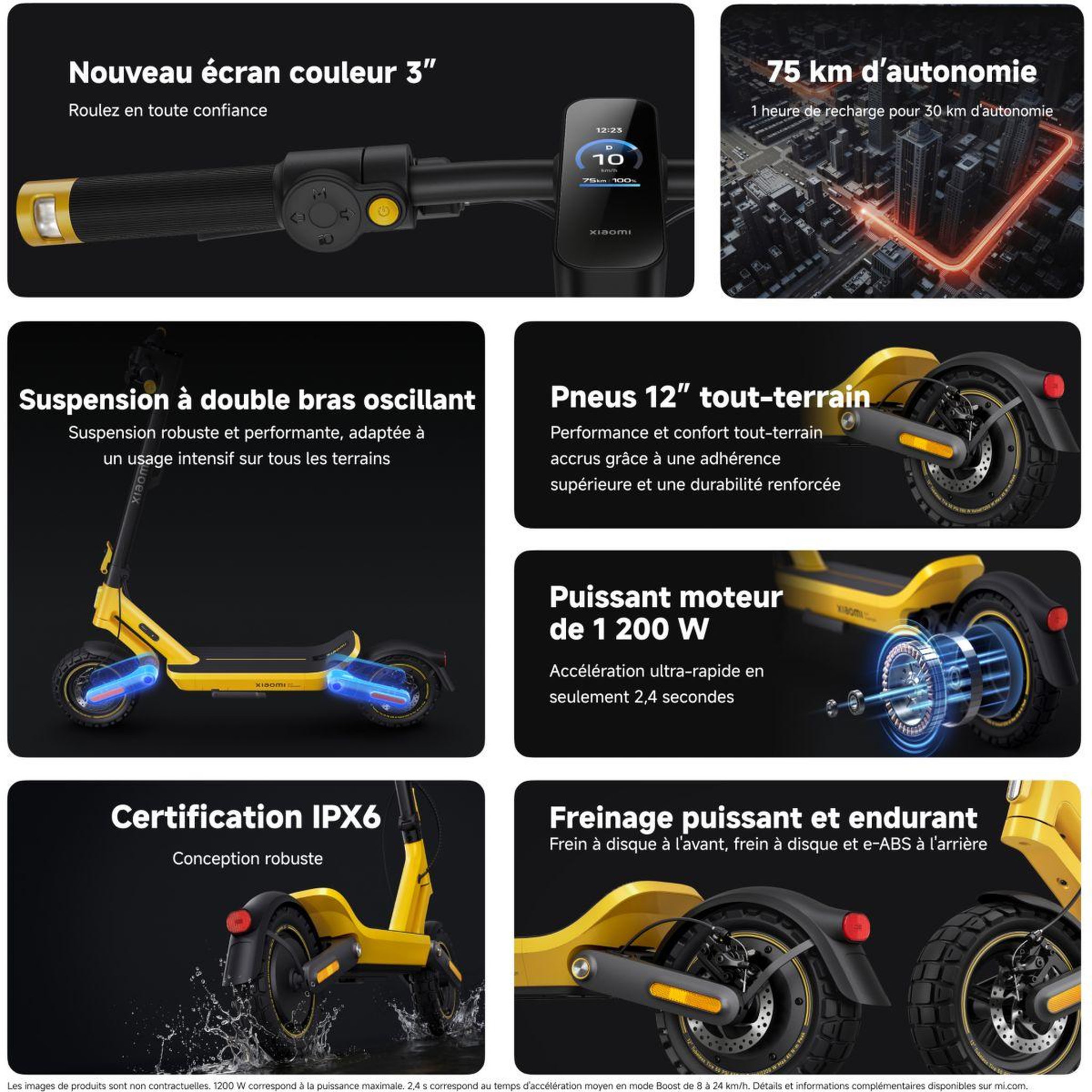 Voir la diapositive 3 : XIAOMI Trottinette électrique electric scooter 6 ultra jaune
