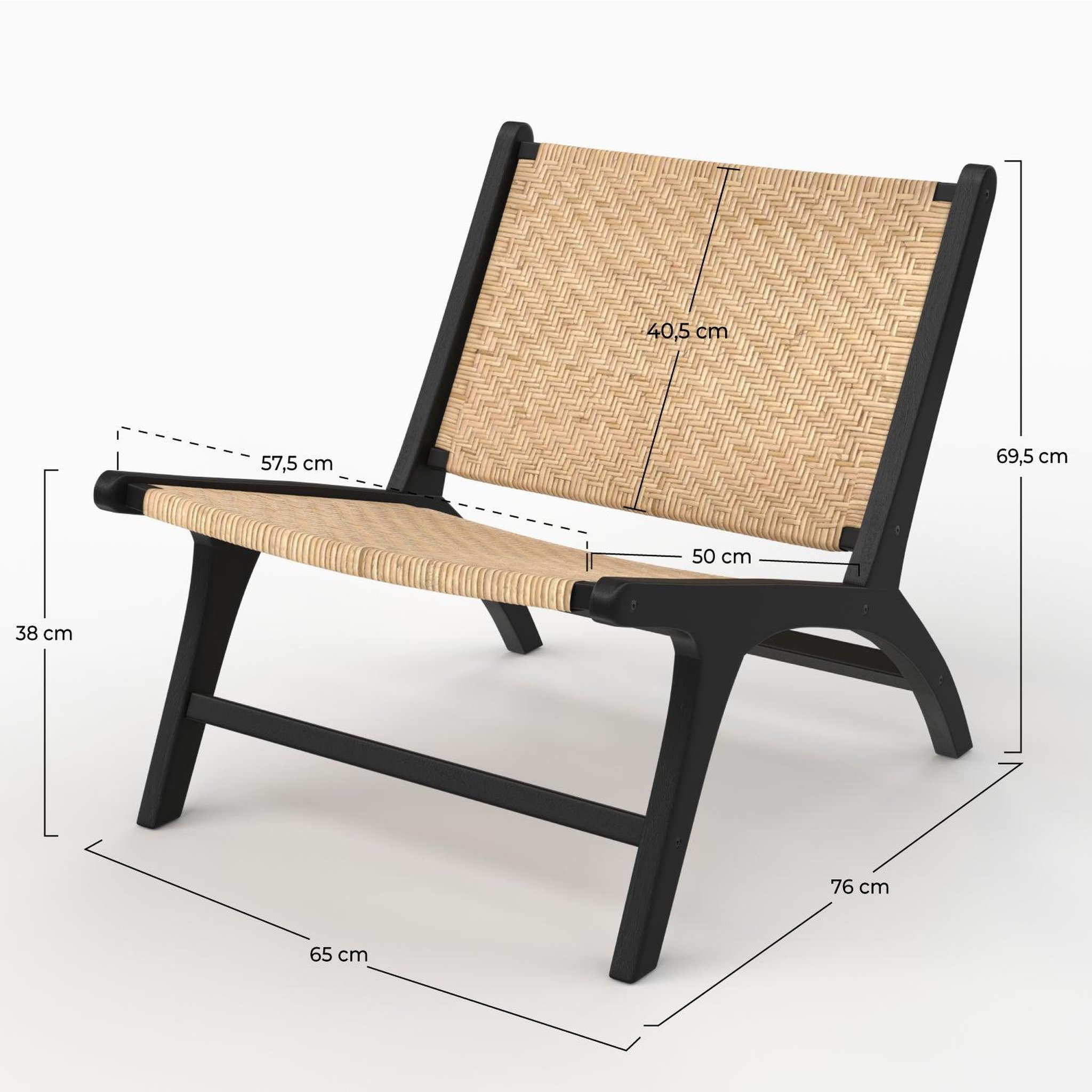 Voir la diapositive 4 : MAISON PAVANE Fauteuil en bois de teck noir et tressage chevron en rotin-kilka