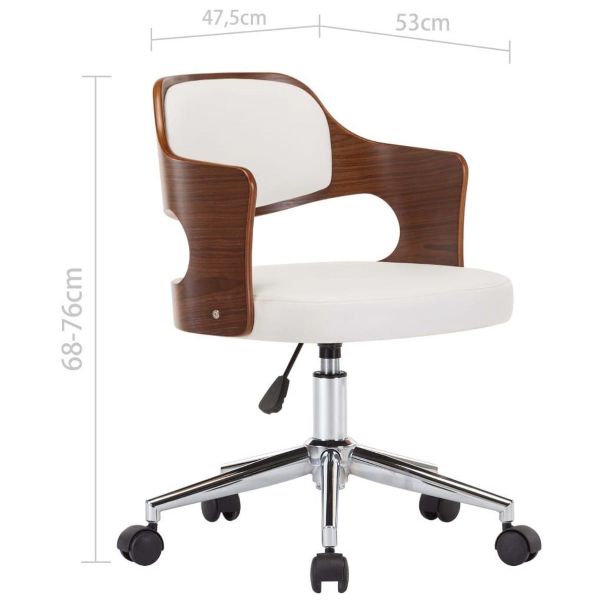 VIDAXL Chaise pivotante de bureau Blanc Bois courbe et similicuir
