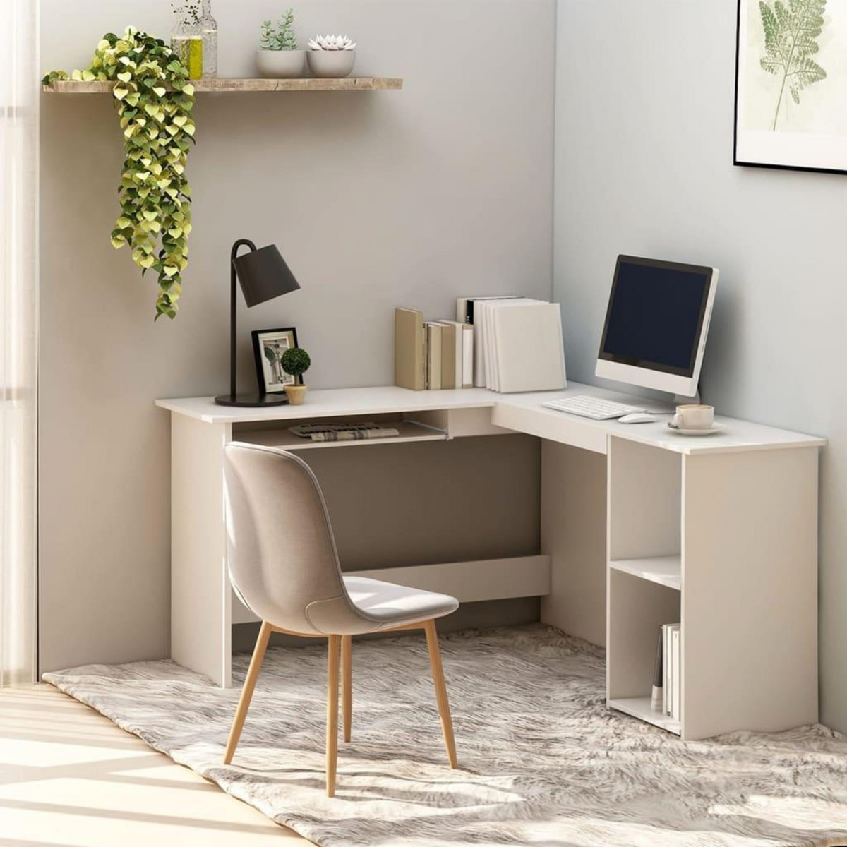 VIDAXL Bureau d'angle en forme de L Blanc 120x140x75 cm