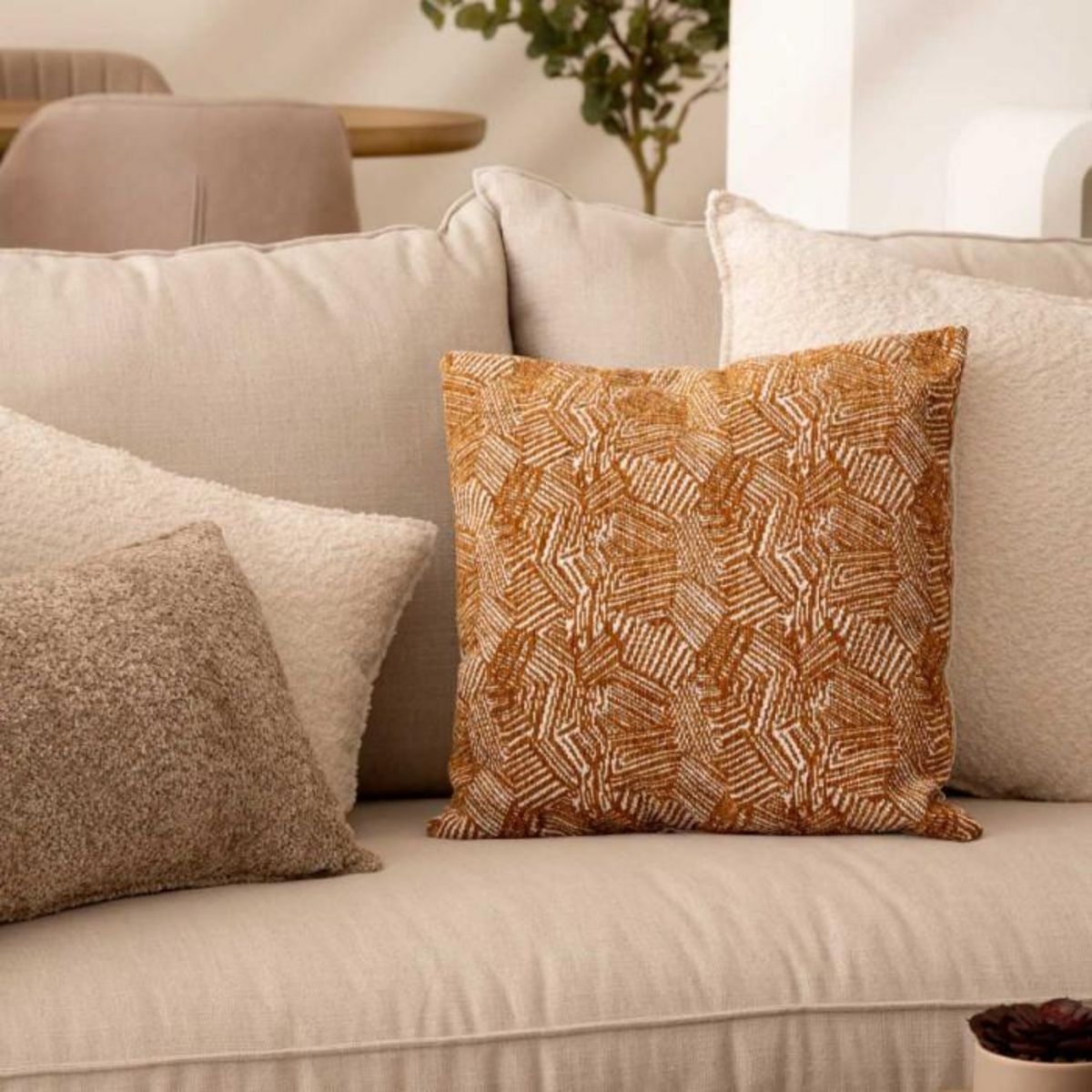 ATMOSPHERA Housse de Coussin Chenille  Jeni  40x40cm Caramel