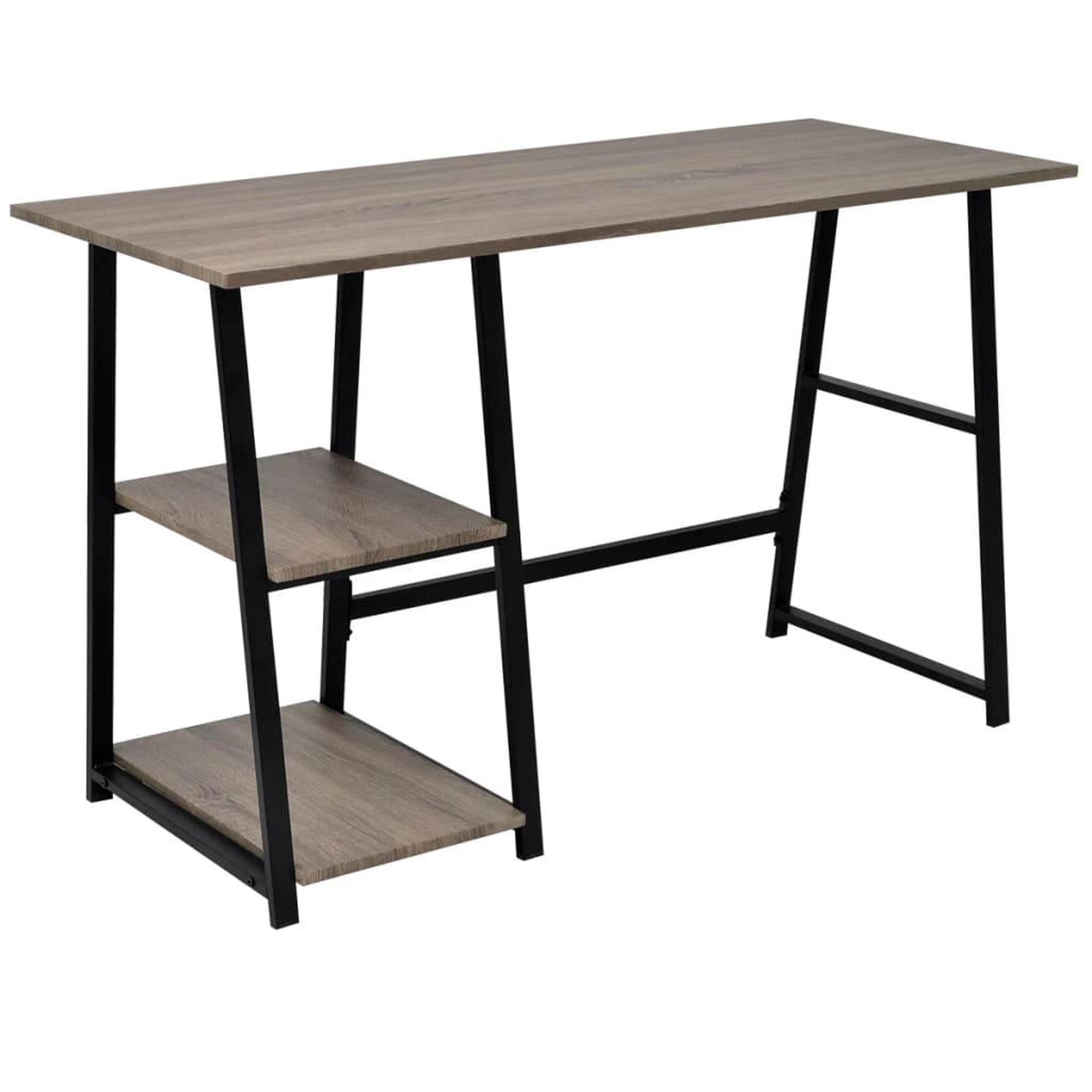VIDAXL Bureau avec 2 etageres gris et chene