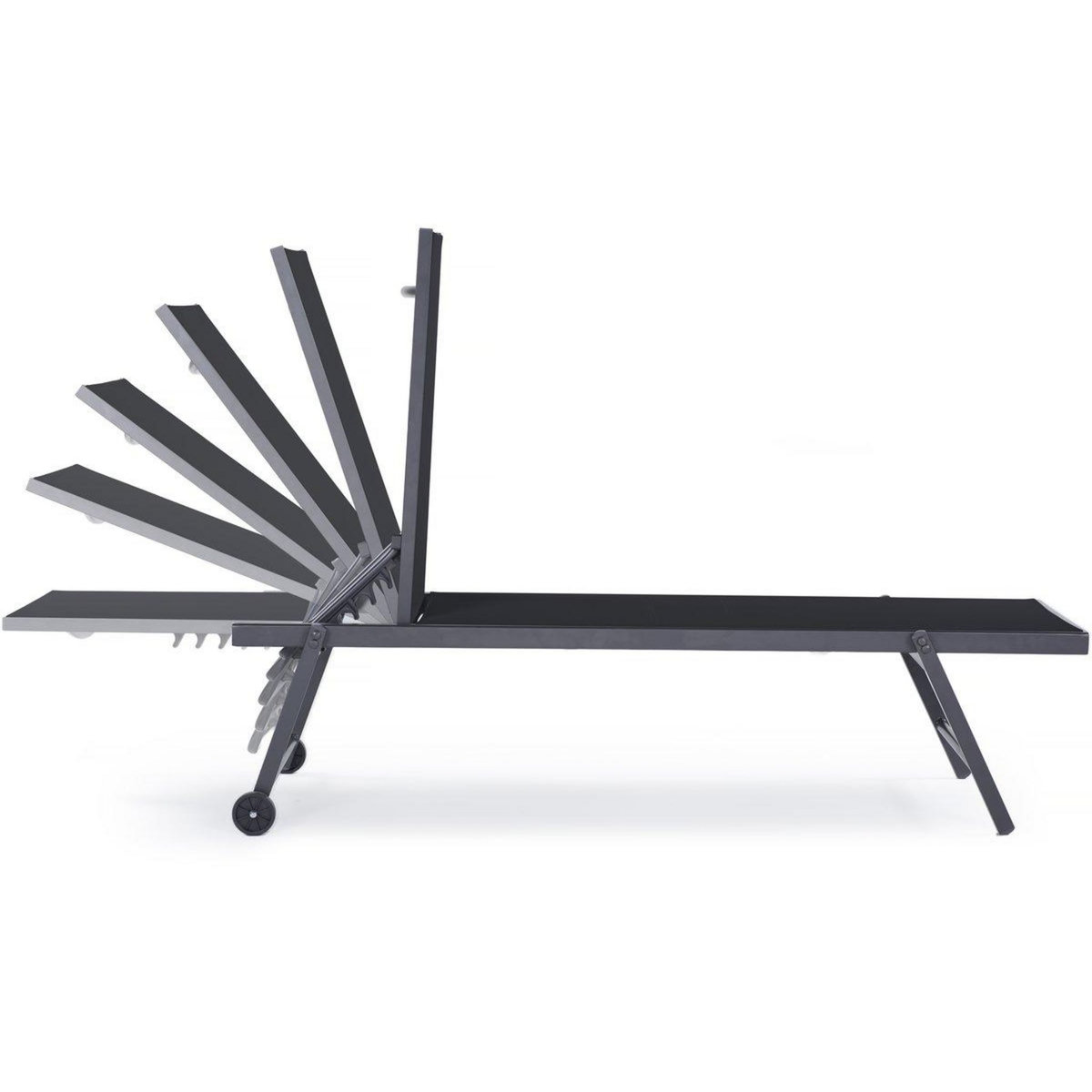 Habitat et Jardin Lot de 2 bains de soleil textilène aluminium  Jolia  - Gris foncé / Noir