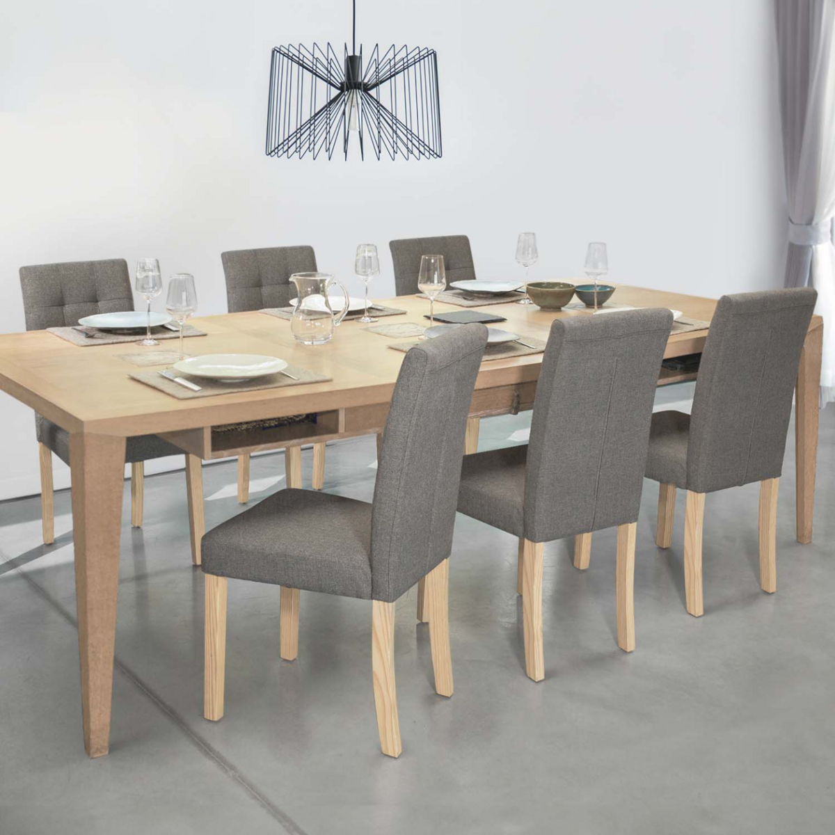 ID MARKET Lot de 6 chaises POLGA capitonnées grises pour salle à manger