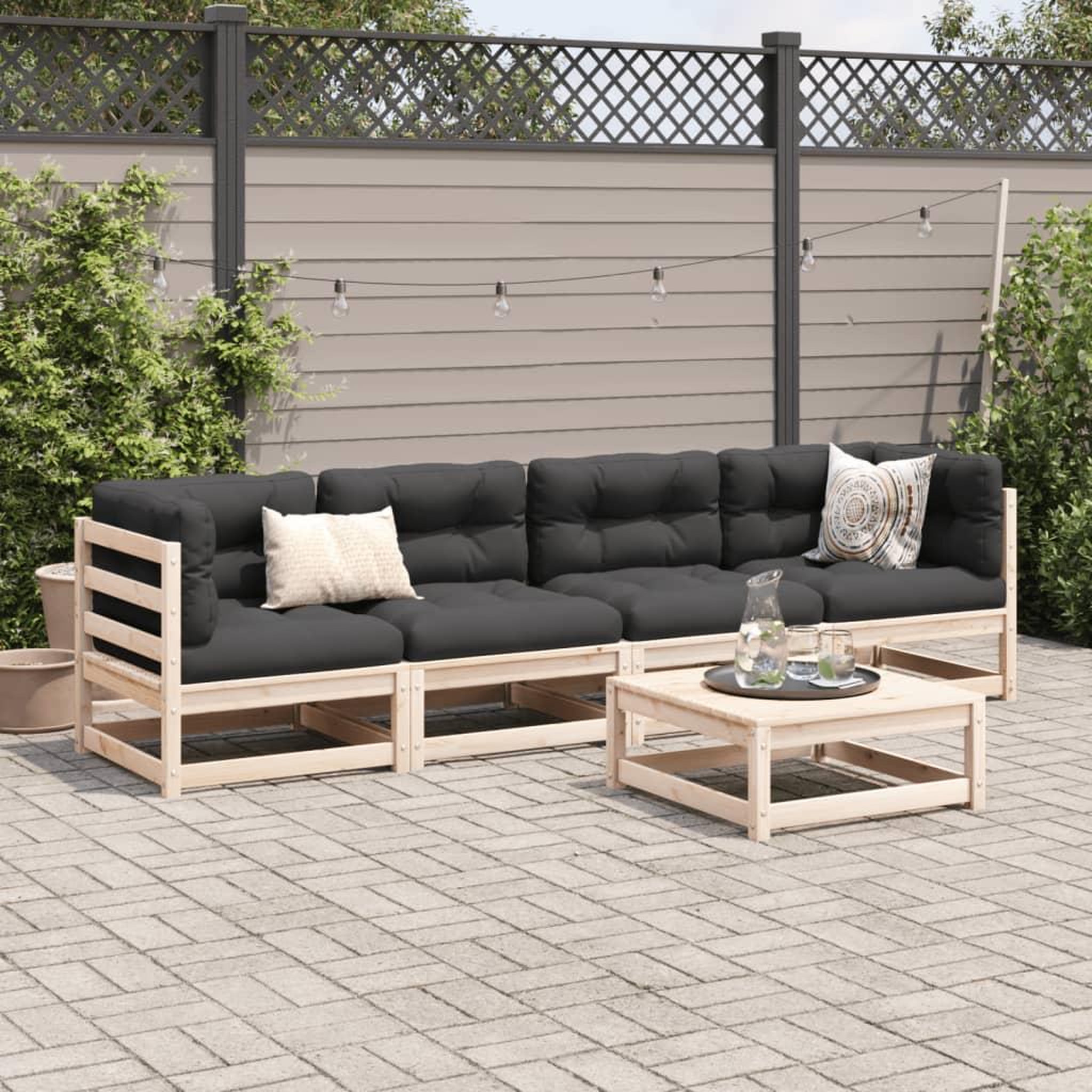 Voir la diapositive 3 : VIDAXL Salon de jardin 5 pcs bois de pin massif