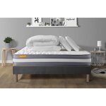 SEPTNUITS PACK matelas + sommier gris Memo Plus Mémoire de forme 3 zones + 2 oreillers + couette. Coloris disponibles : Gris