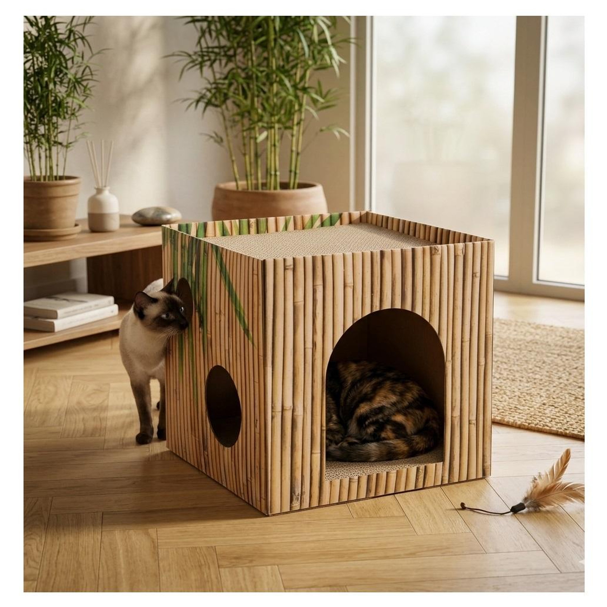 Voir la diapositive 2 : Eden Carton a gratter jamie cube brun pour chat
