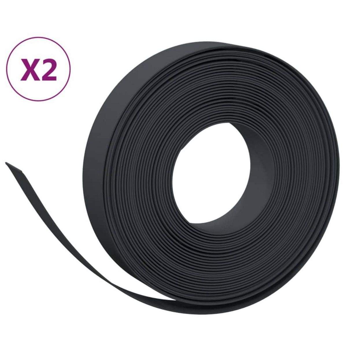 VIDAXL Bordures de jardin 2 pcs noir 10 m 10 cm polyethylene