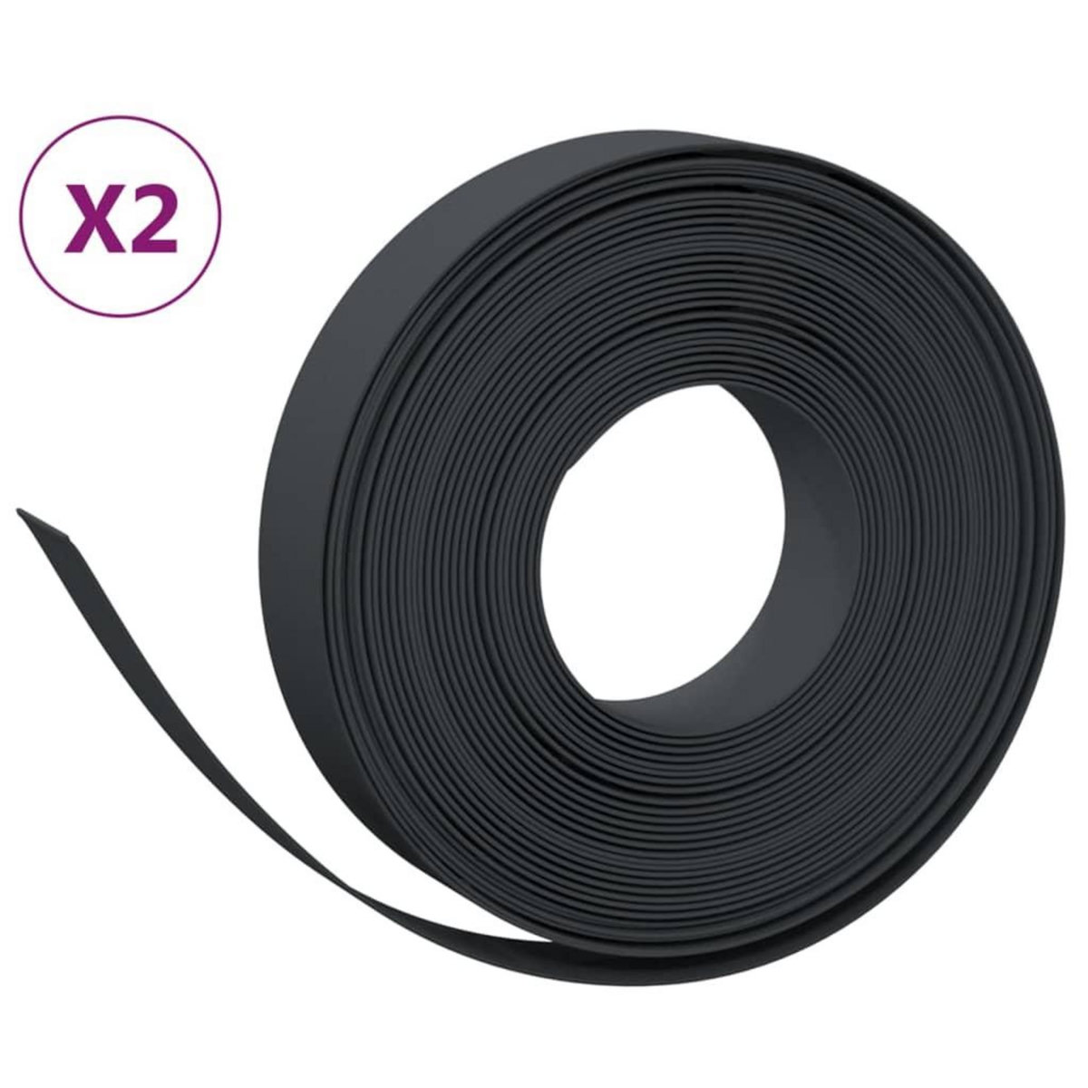 VIDAXL Bordures de jardin 2 pcs noir 10 m 10 cm polyethylene